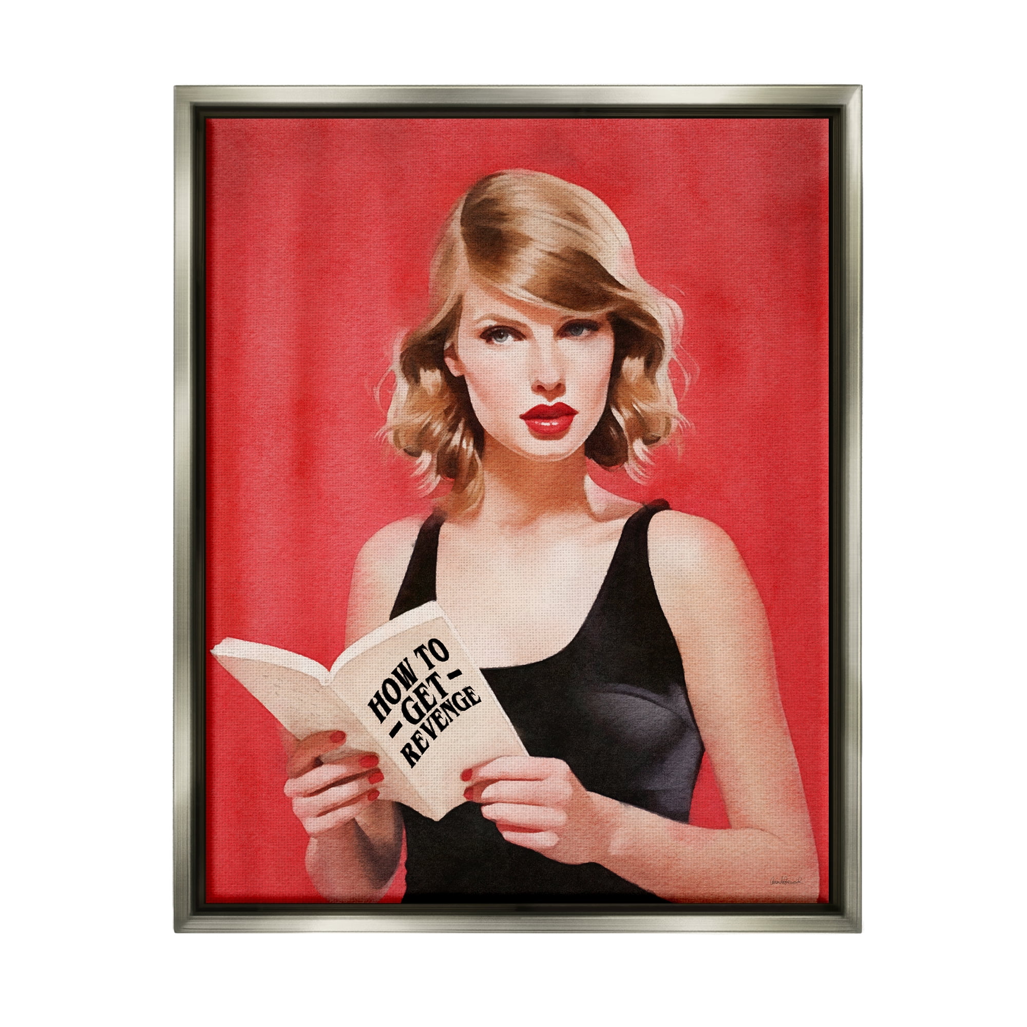 Stupell Industries Popstar Revenge Book Literature & Flim Painting Gray Floater Framed Canvas Art Print Wall Art, 17 x 21