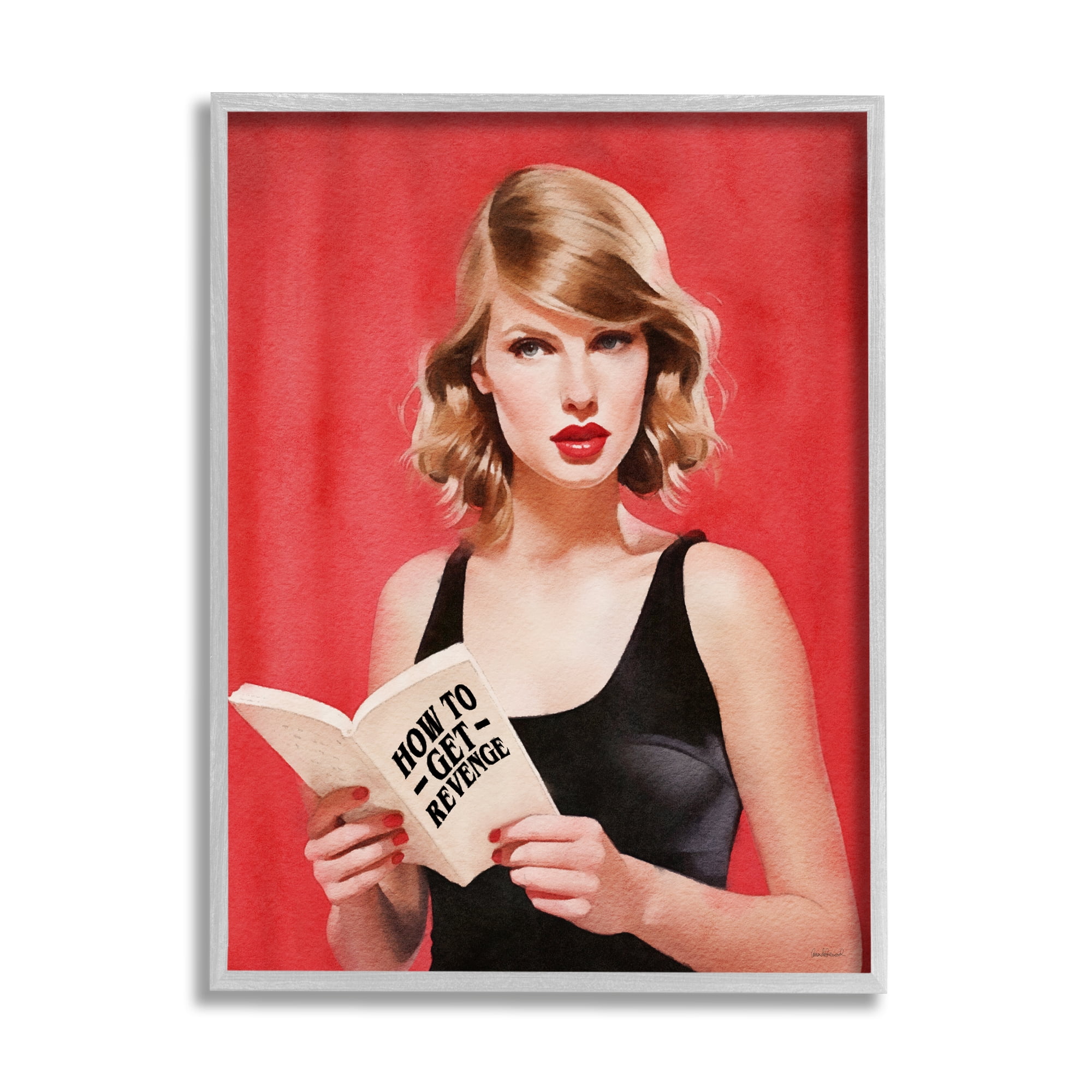Stupell Industries Popstar Revenge Book Literature & Flim Painting Gray Framed Art Print Wall Art, 16 x 20