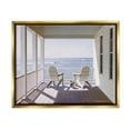 thumbnail image 1 of Stupell Industries Porch Chairs Overlooking the Tide Realistic Painting Metallic Gold Framed Floating Canvas Wall Art, 16x20, by Zhen-Huan Lu, 1 of 5