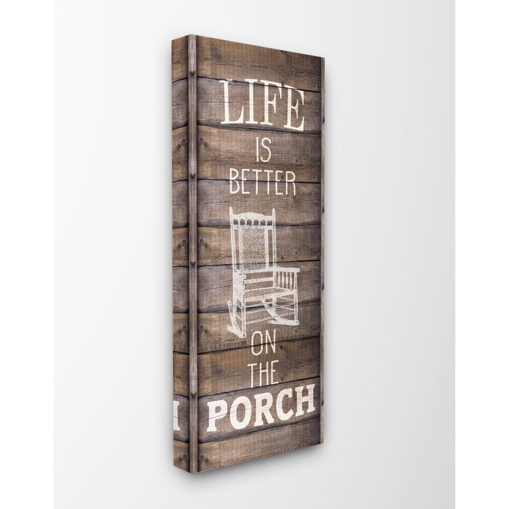 Stupell Industries Porch Life Country Home Wood Textured Word Design Canvas Wall Art by Kimberly Allen