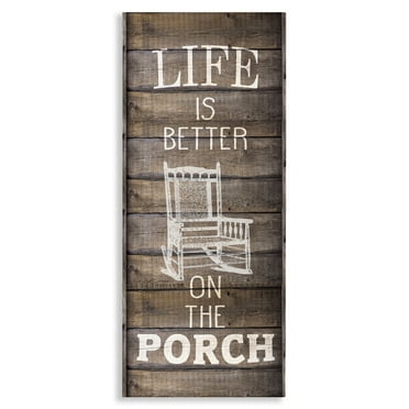 Stupell Industries Porch Life Country Home Wood Textured Word Design Canvas Wall Art by Kimberly Allen