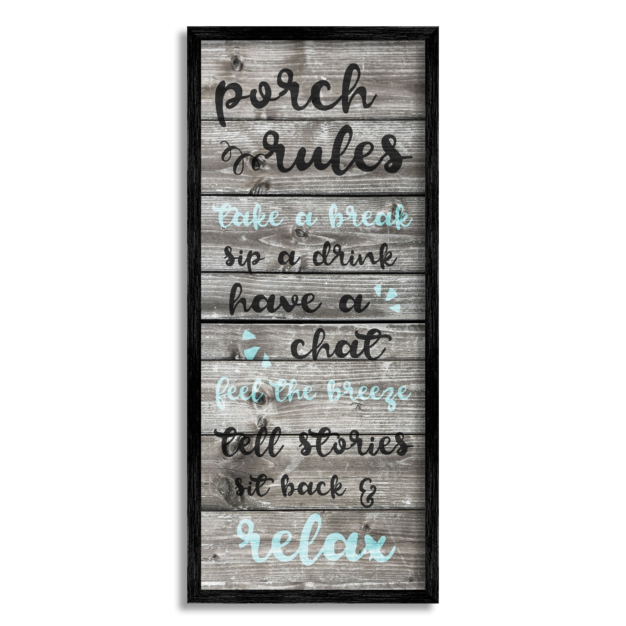 Stupell Industries Porch Rules Rustic Blue Sit Back and Relax, 13 x 30,Design by Daphne Polselli