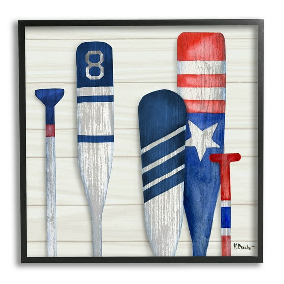 Stupell Industries Port Oars Rustic Americana Patterns Graphic Art Black Framed Art Print Wall Art, Design by Paul Brent