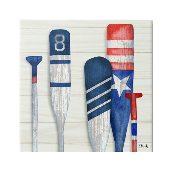 Stupell Industries Port Oars Rustic Americana Patterns Graphic Art Gallery Wrapped Canvas Print Wall Art, Design by Paul Brent