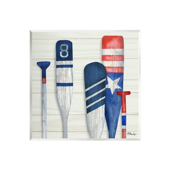 Stupell Industries Port Oars Rustic Americana Patterns Graphic Art Unframed Art Print Wall Art, Design by Paul Brent