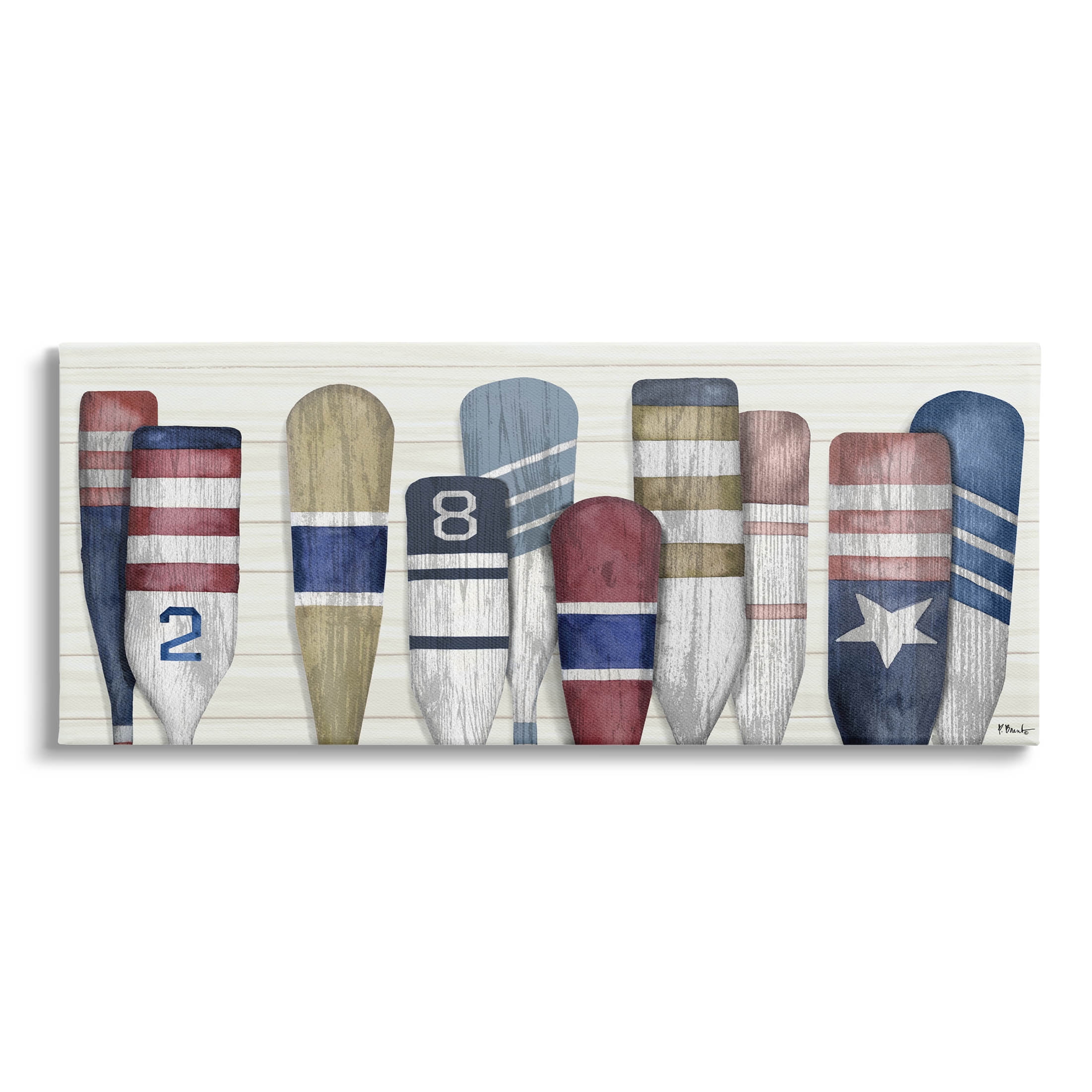 Stupell Industries Port Oars Vintage Americana Patterns Graphic Art Gallery Wrapped Canvas Print Wall Art, Design by Paul Brent