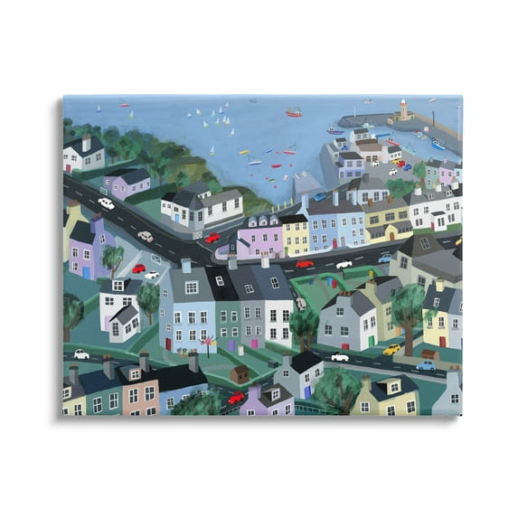 Stupell Industries Port Town Neighborhood Houses Graphic Art Gallery Wrapped Canvas Print Wall Art, Design by Carla Daly