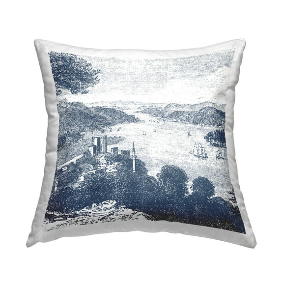 Stupell Industries Port Town Toile Scenery Printed Throw Pillow Design by George Tygert
