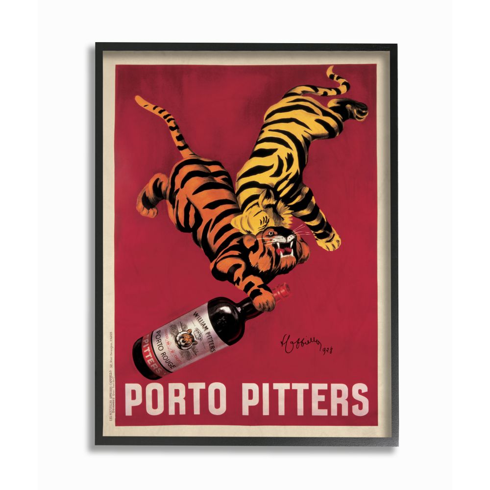 Stupell Industries Porto Pitters Vintage Poster Drink Design Graphic Art Black Framed Art Print Wall Art, 16x20, by Marcello Dudovich