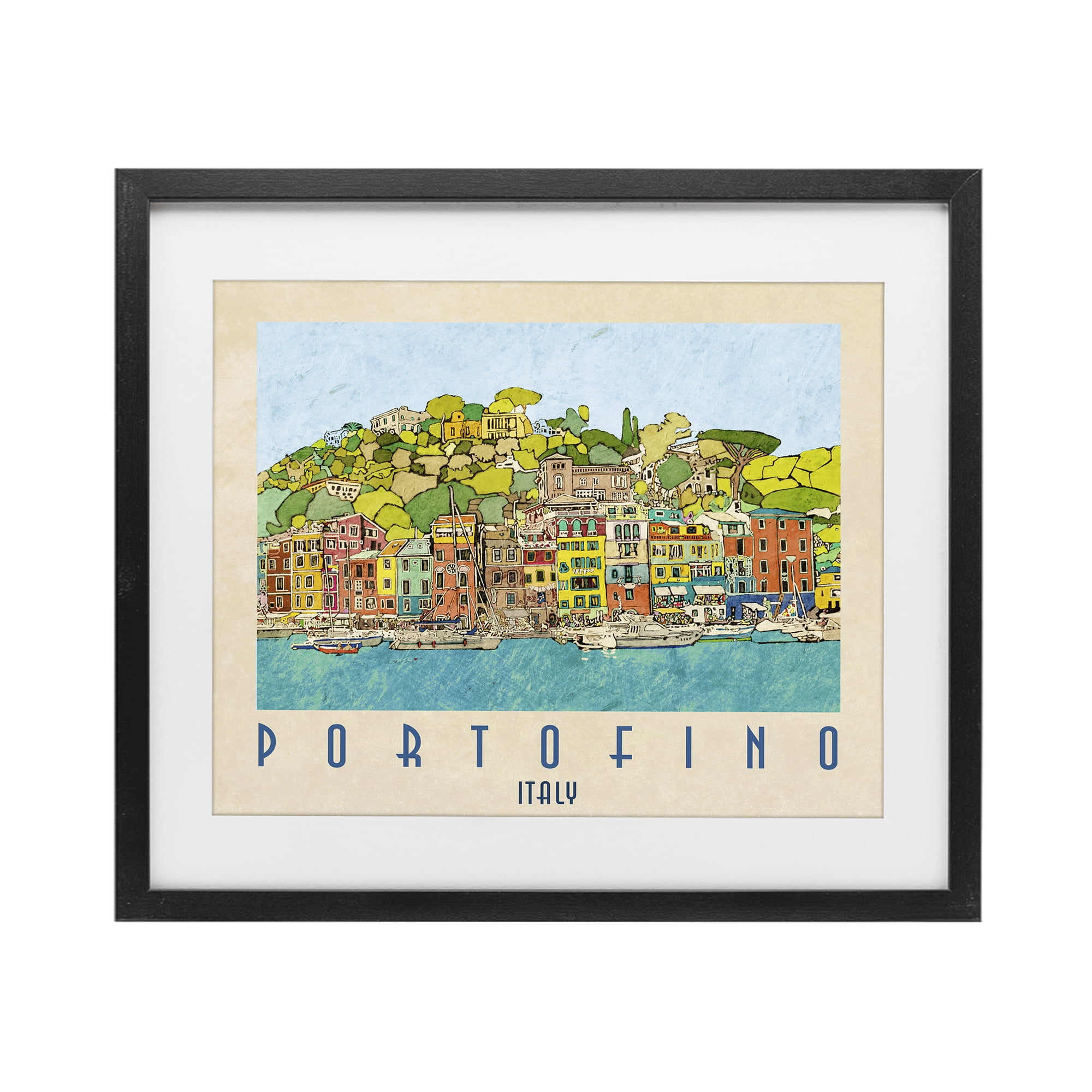 Stupell Industries Portofino Architecture Poster Black Framed Print Under Glass, design by Ynon Mabat