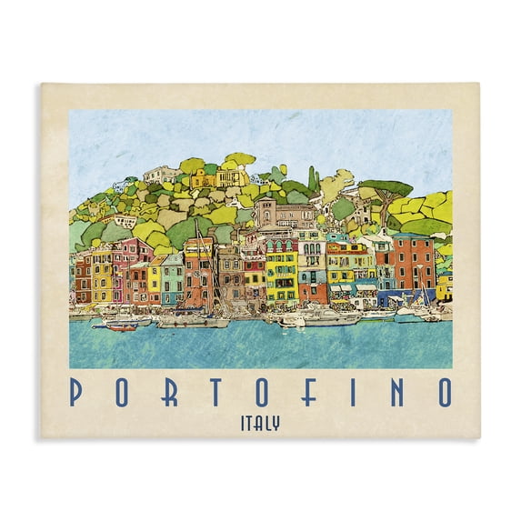 Stupell Industries Cottage Portofino Architecture Poster Canvas Art, 30 x 24, by Ynon Mabat