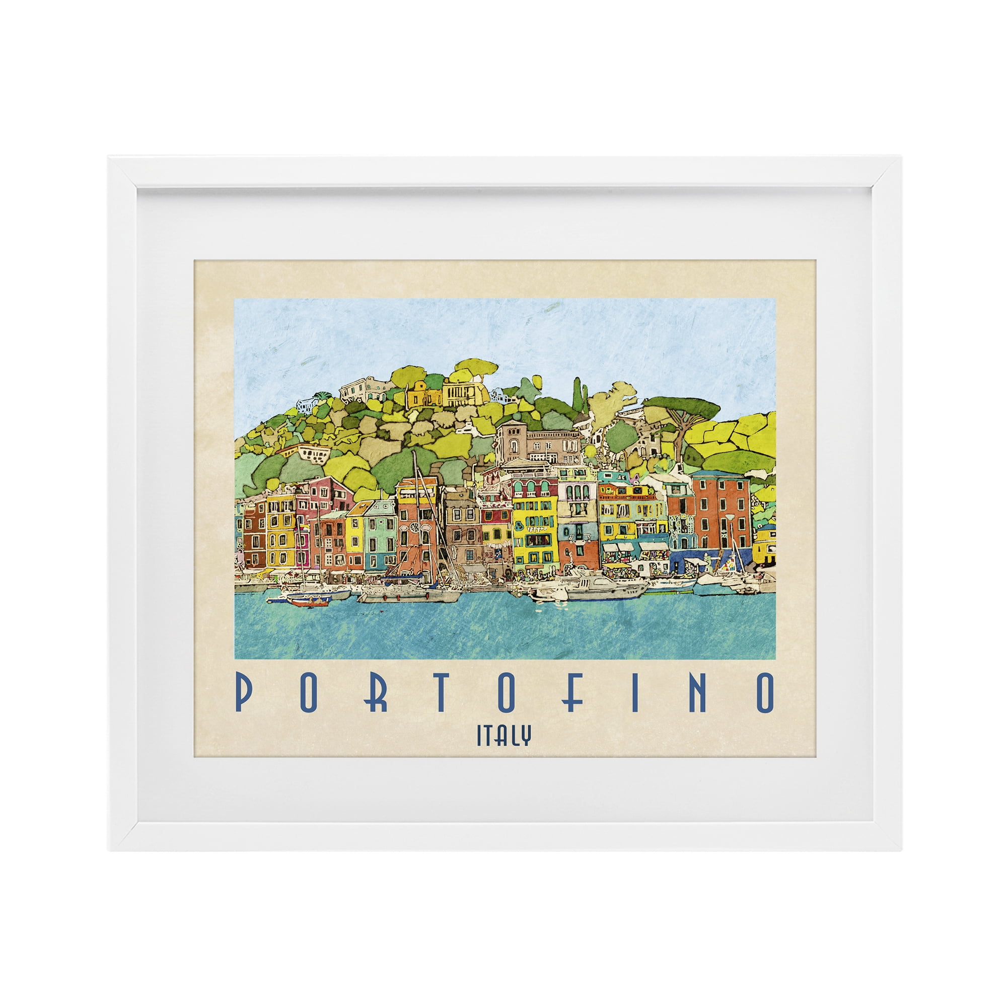 Stupell Industries Portofino Architecture Poster White Framed Print Under Glass, design by Ynon Mabat