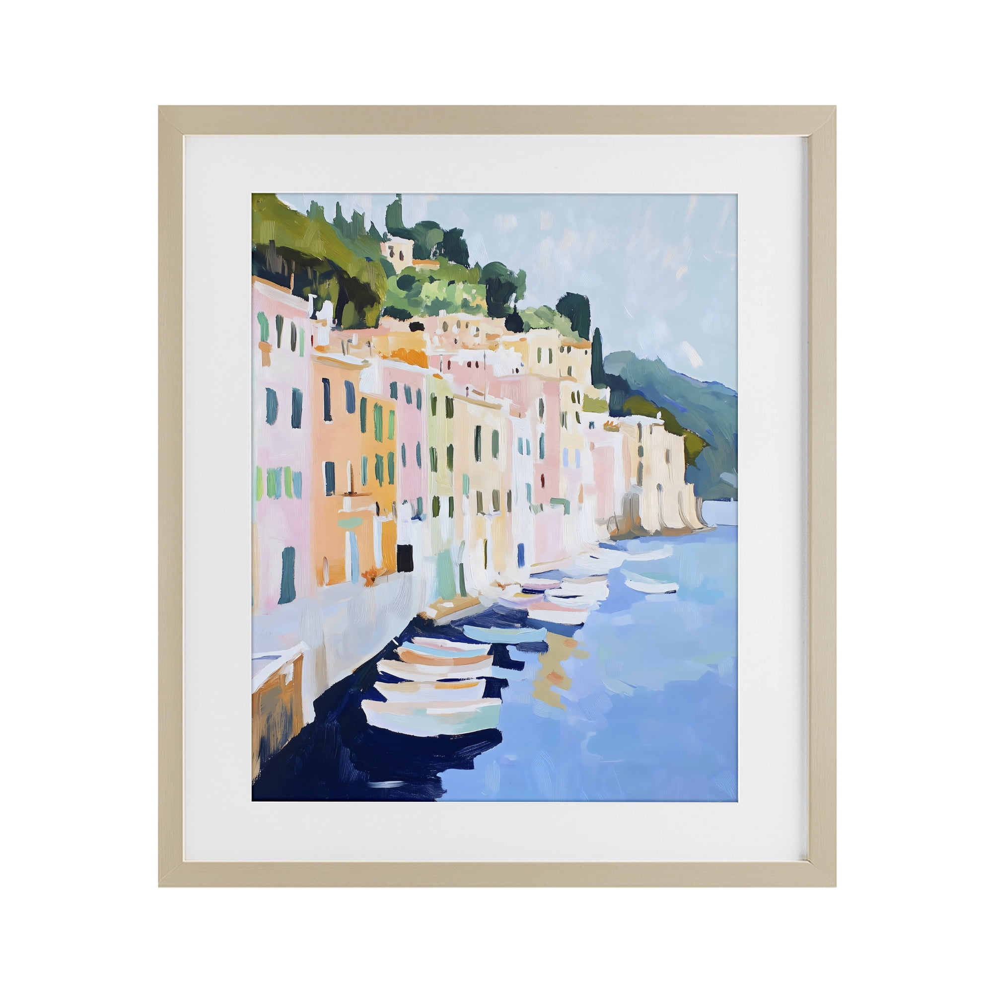 Stupell Industries Portofino Harbor View Birch Framed Print Under Glass, design by The Prints Vibe
