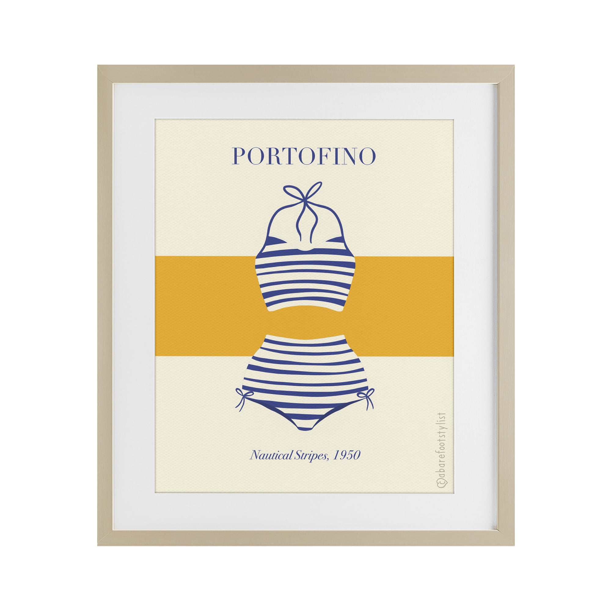 Stupell Industries Portofino Striped Bikini Birch Framed Print Under Glass, design by A Barefoot Stylist