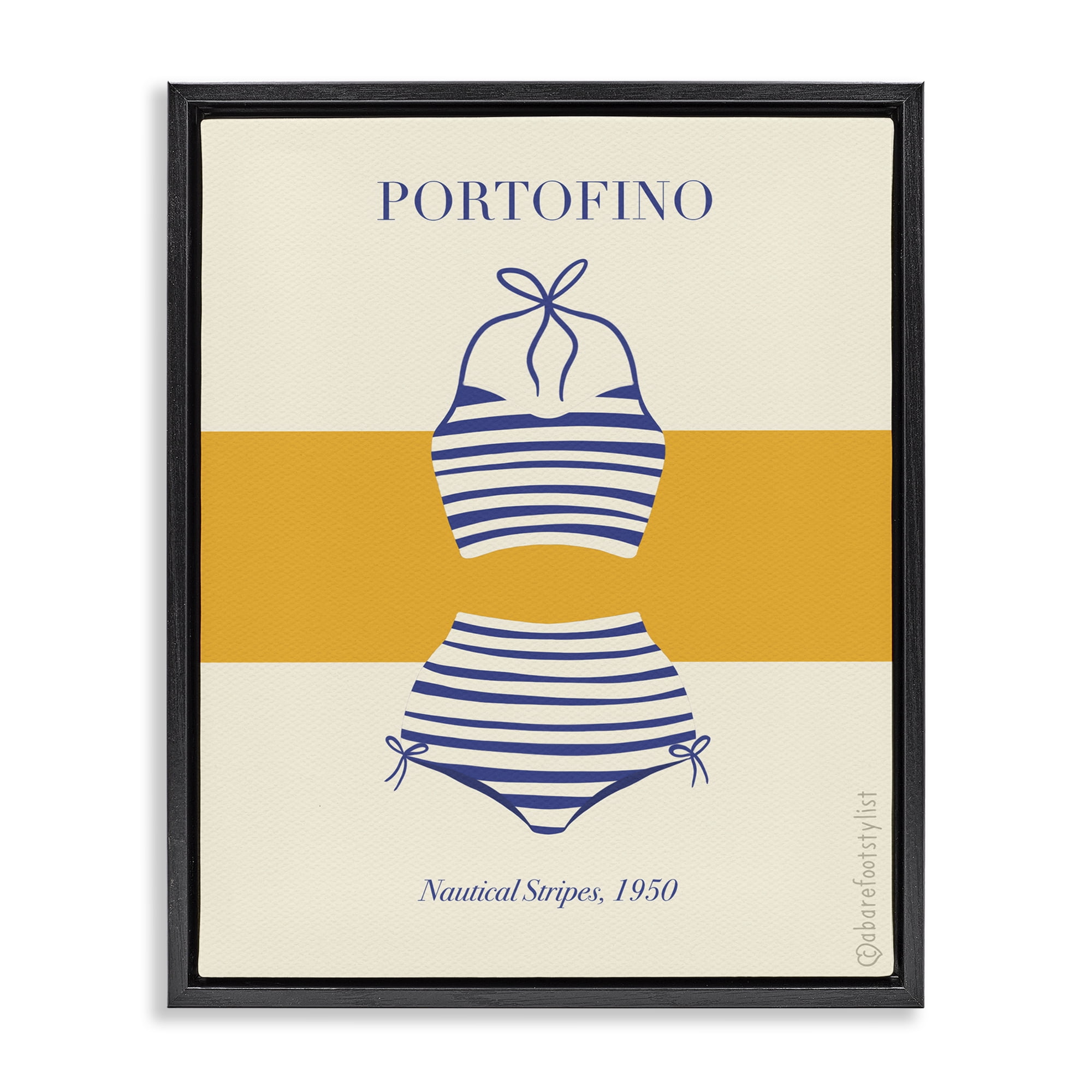 Stupell Industries Portofino Striped Bikini Black Framed Floater Canvas Wall Art, design by A Barefoot Stylist
