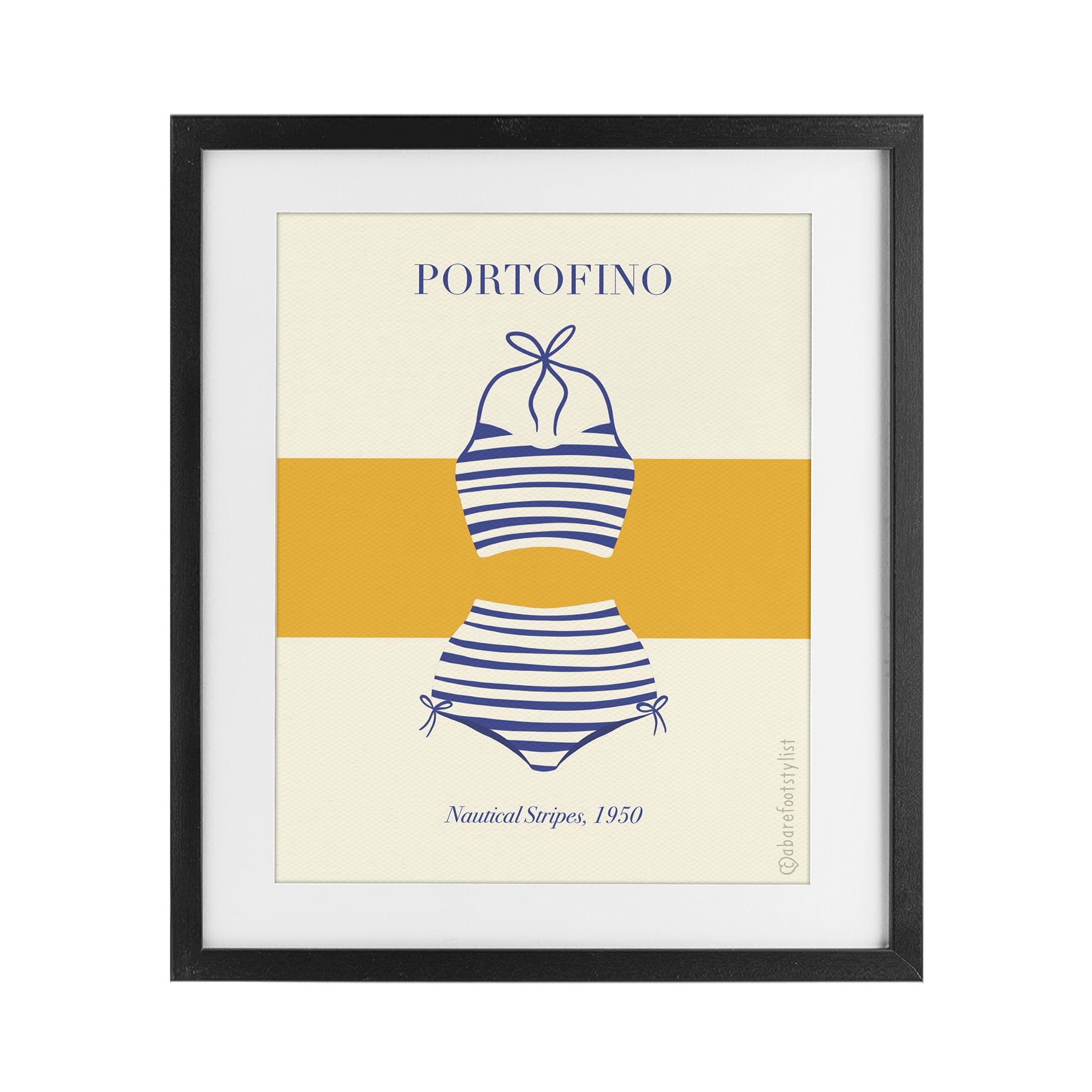 Stupell Industries Portofino Striped Bikini Black Framed Print Under Glass, design by A Barefoot Stylist