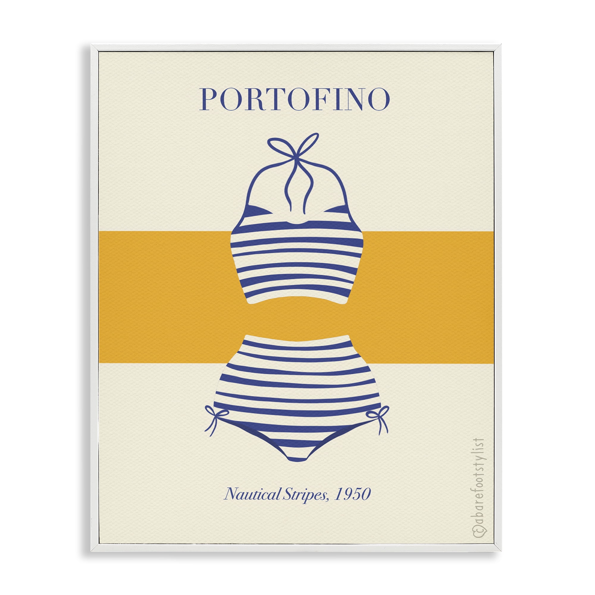 Stupell Industries Portofino Striped Bikini White Framed Giclee Art, design by A Barefoot Stylist