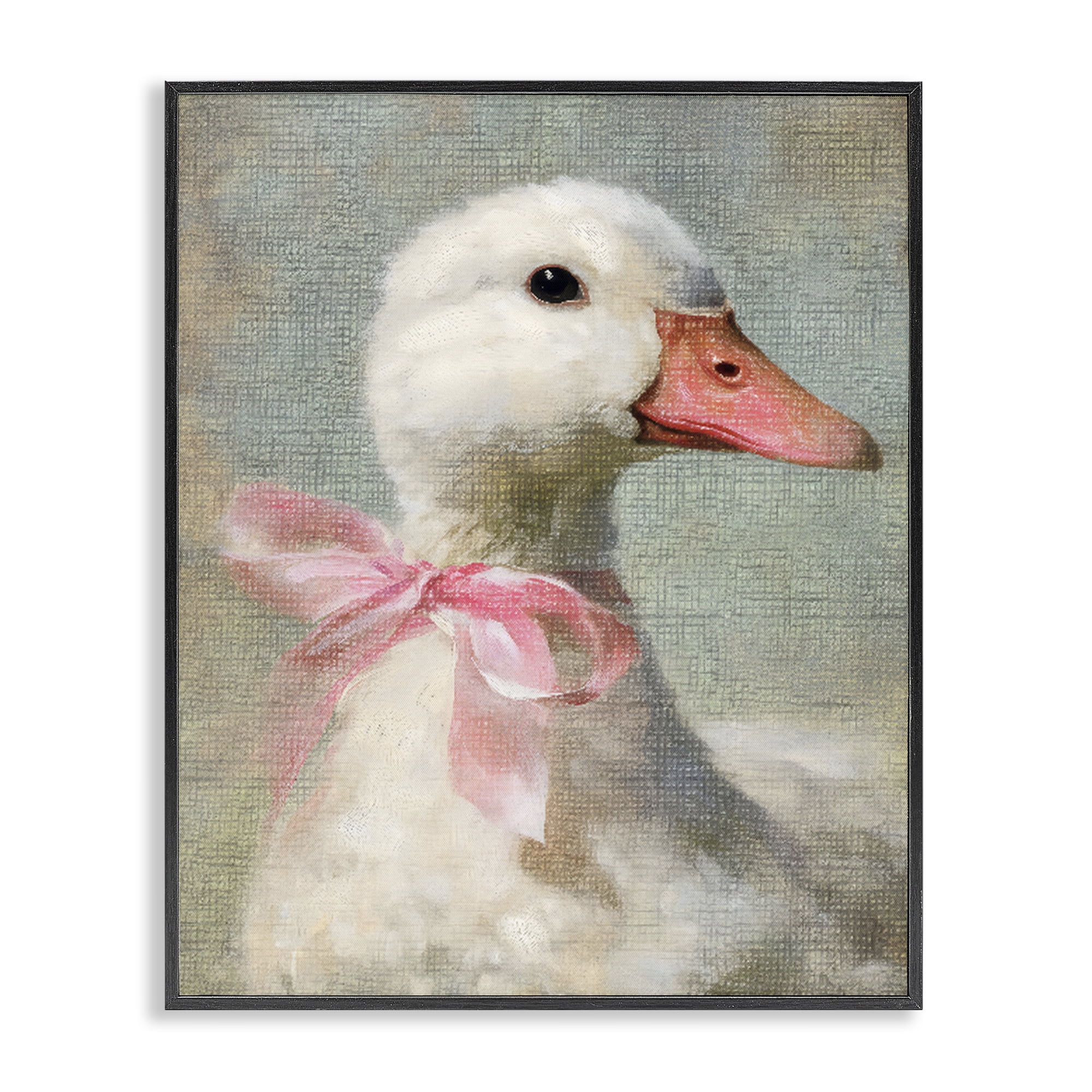 Stupell Industries Portrait of Pink Bow Goose Black Framed Giclee Art, design by LSR Design Studio