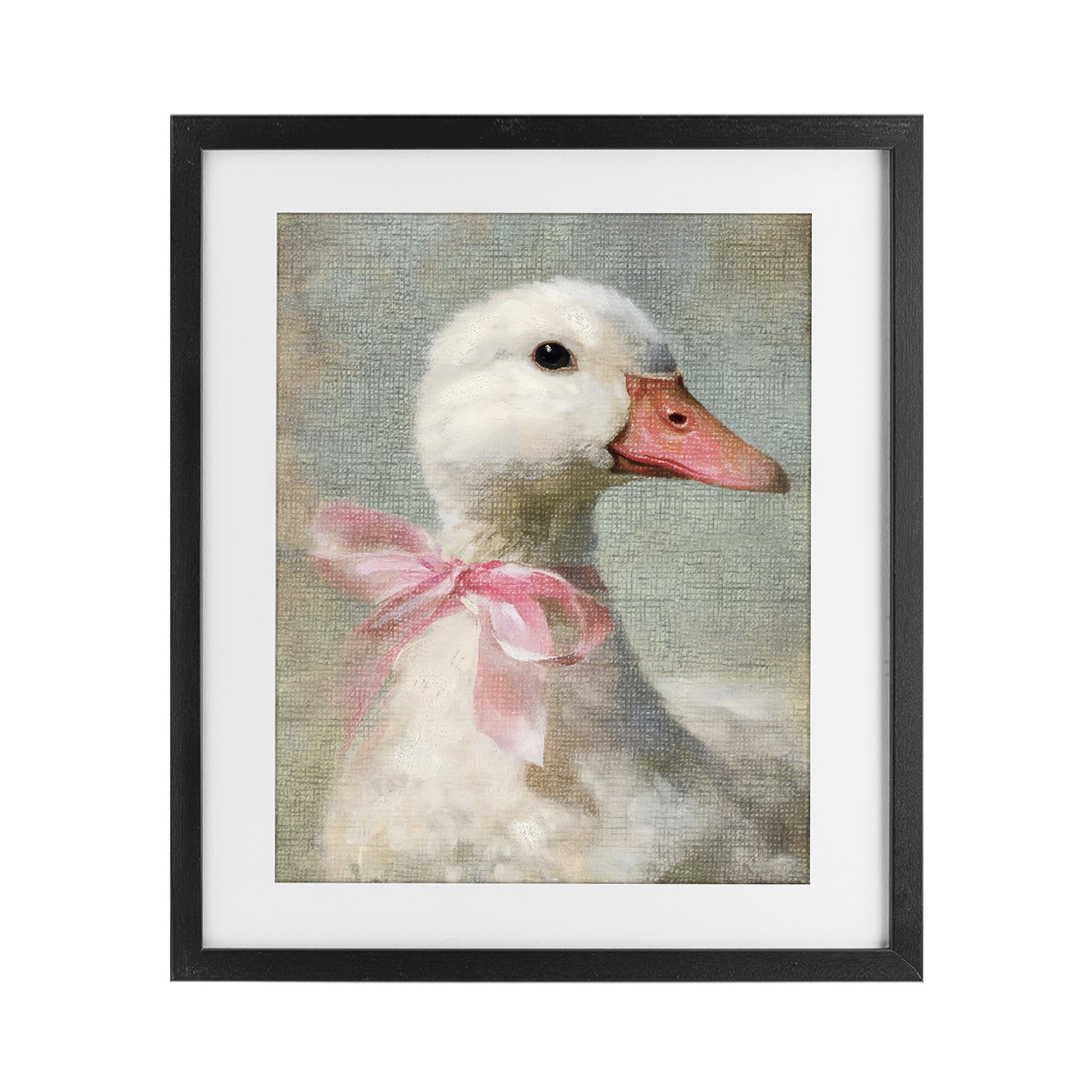 Stupell Industries Portrait of Pink Bow Goose Black Framed Print Under Glass, design by LSR Design Studio