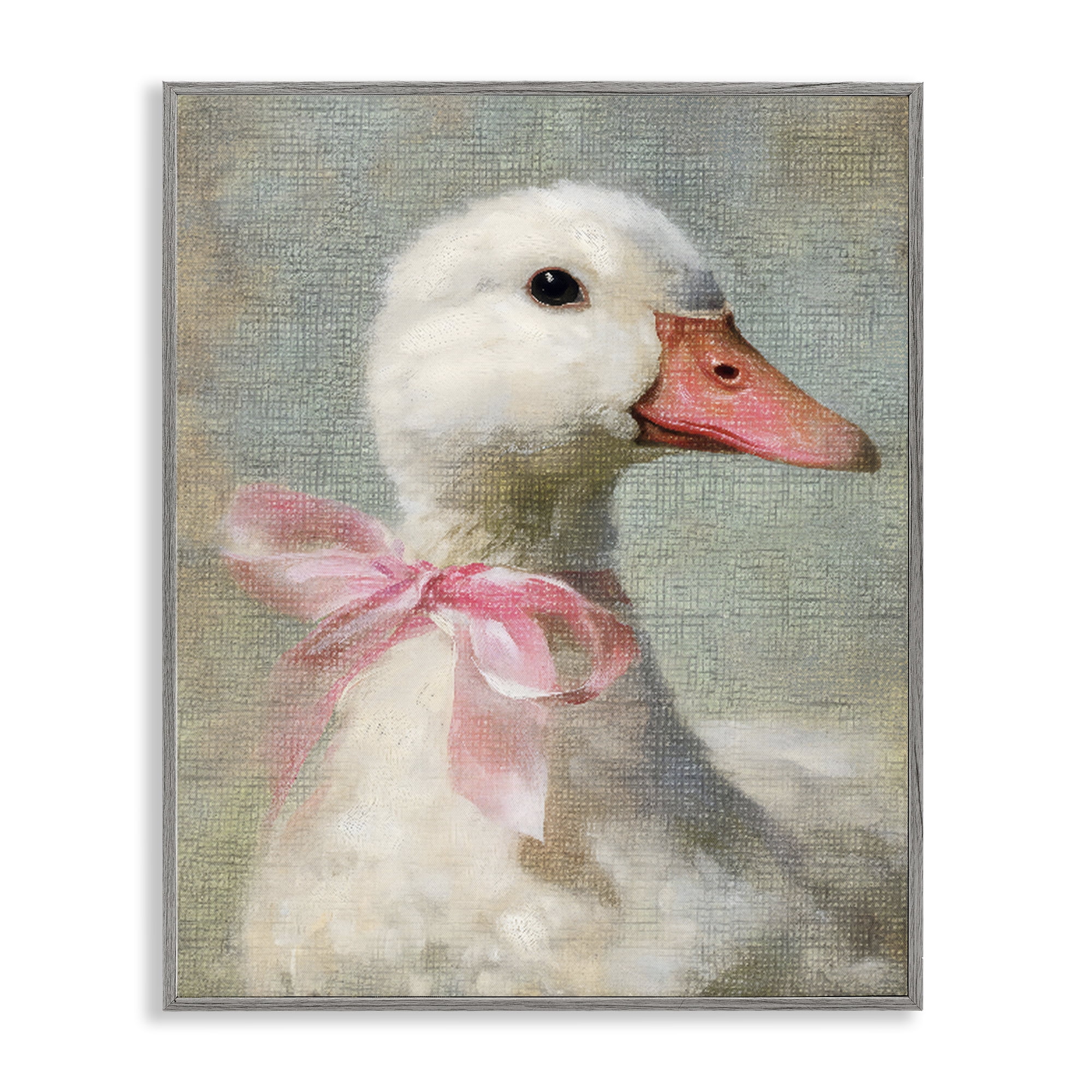Stupell Industries Portrait of Pink Bow Goose Gray Framed Giclee Art, design by LSR Design Studio