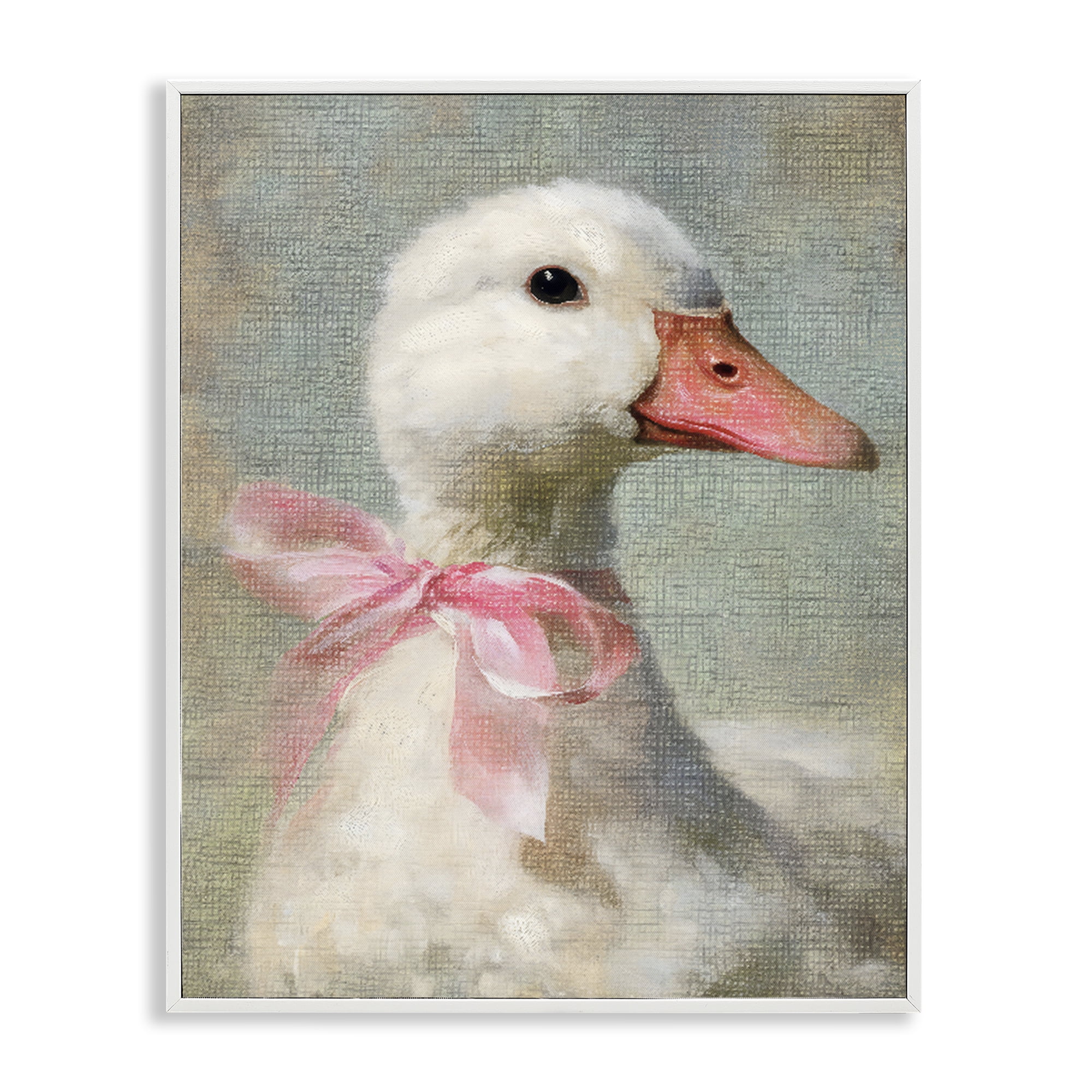 Stupell Industries Portrait of Pink Bow Goose White Framed Giclee Art, design by LSR Design Studio