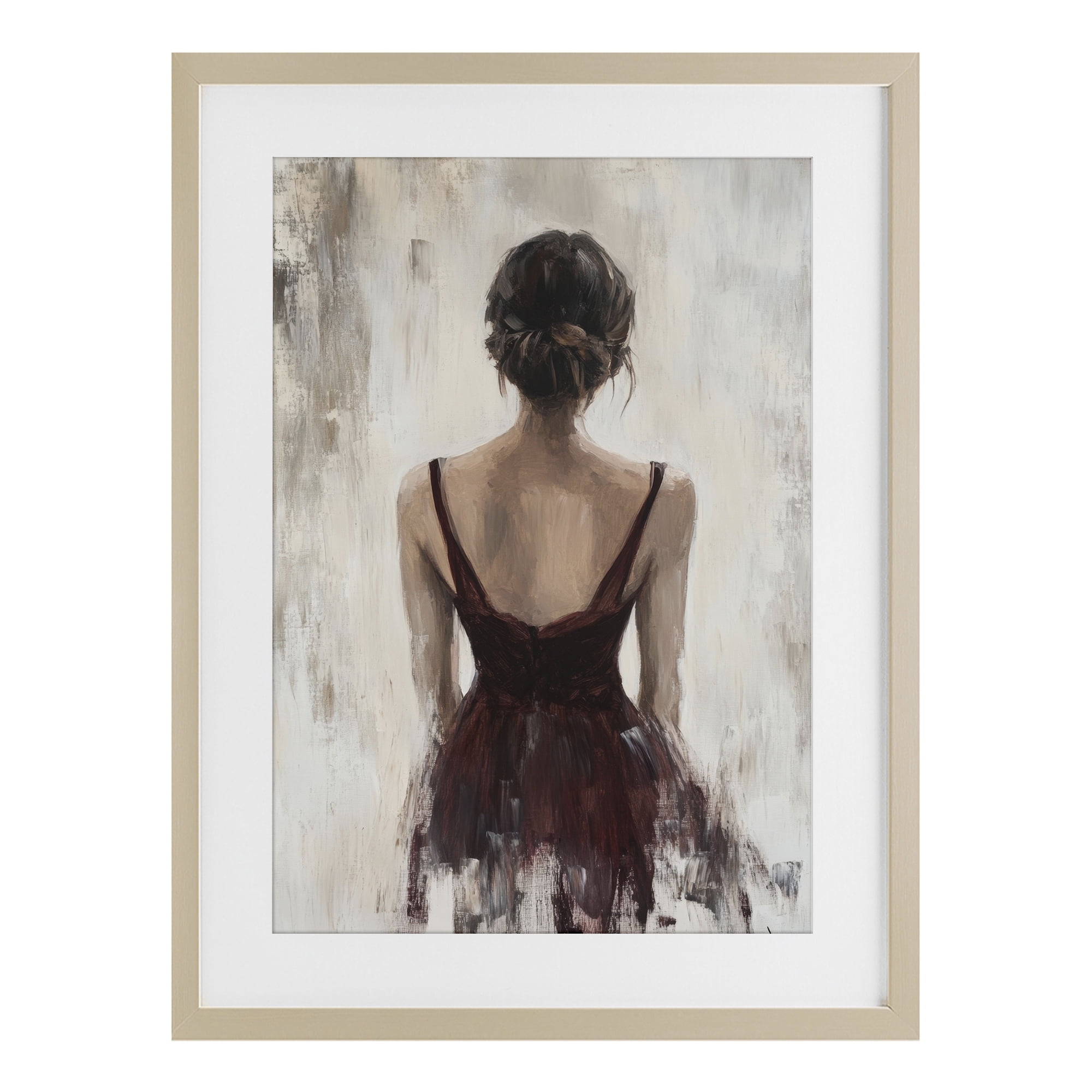 Stupell Industries Portrait of Woman in Burgundy Birch Framed Print Under Glass, design by Petal Prints Design