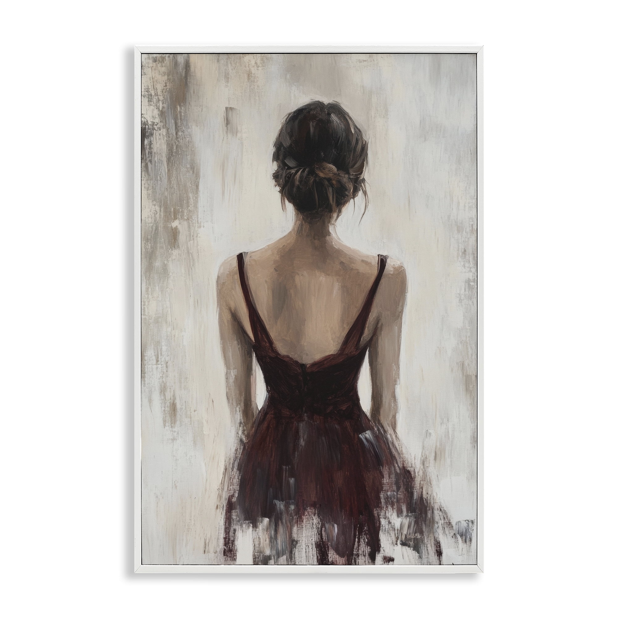 Stupell Industries Portrait of Woman in Burgundy White Framed Giclee Art, design by Petal Prints Design