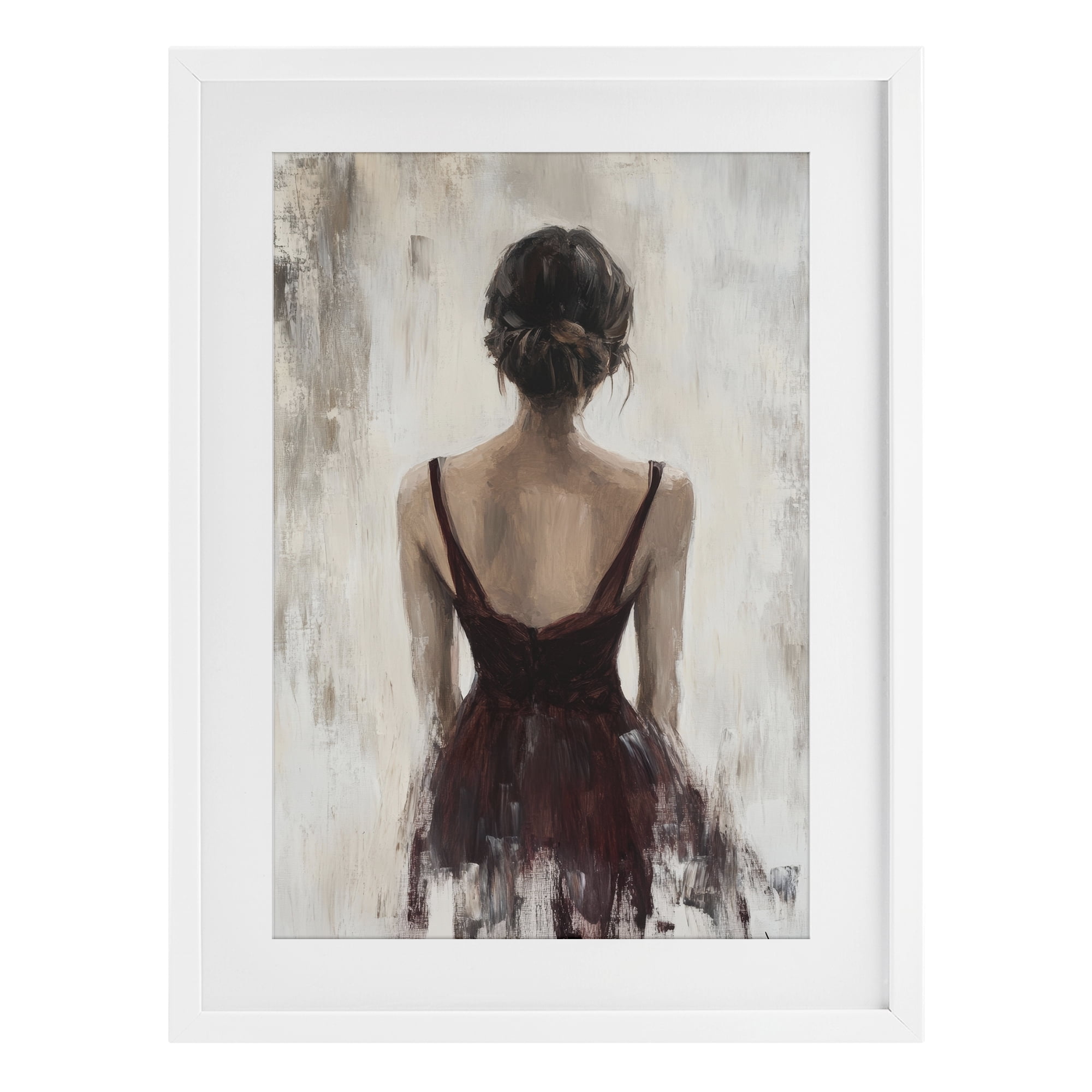 Stupell Industries Portrait of Woman in Burgundy White Framed Print Under Glass, design by Petal Prints Design