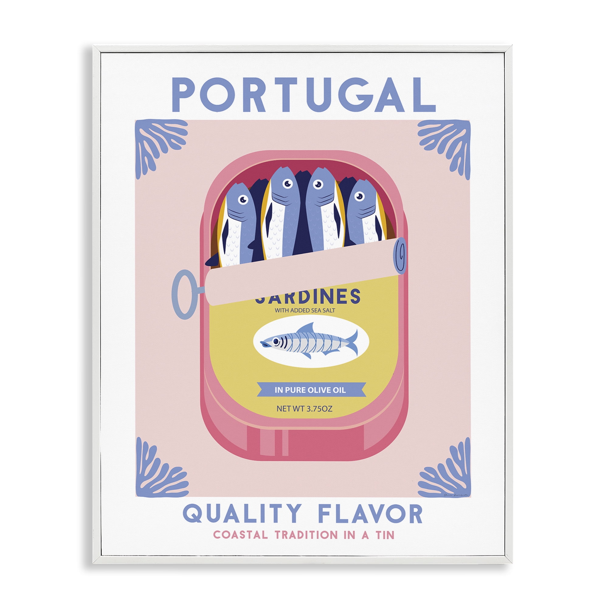 Stupell Industries Portugal Sardine Can Food & Beverage Painting White Framed Art Print Wall Art, 11 x 14