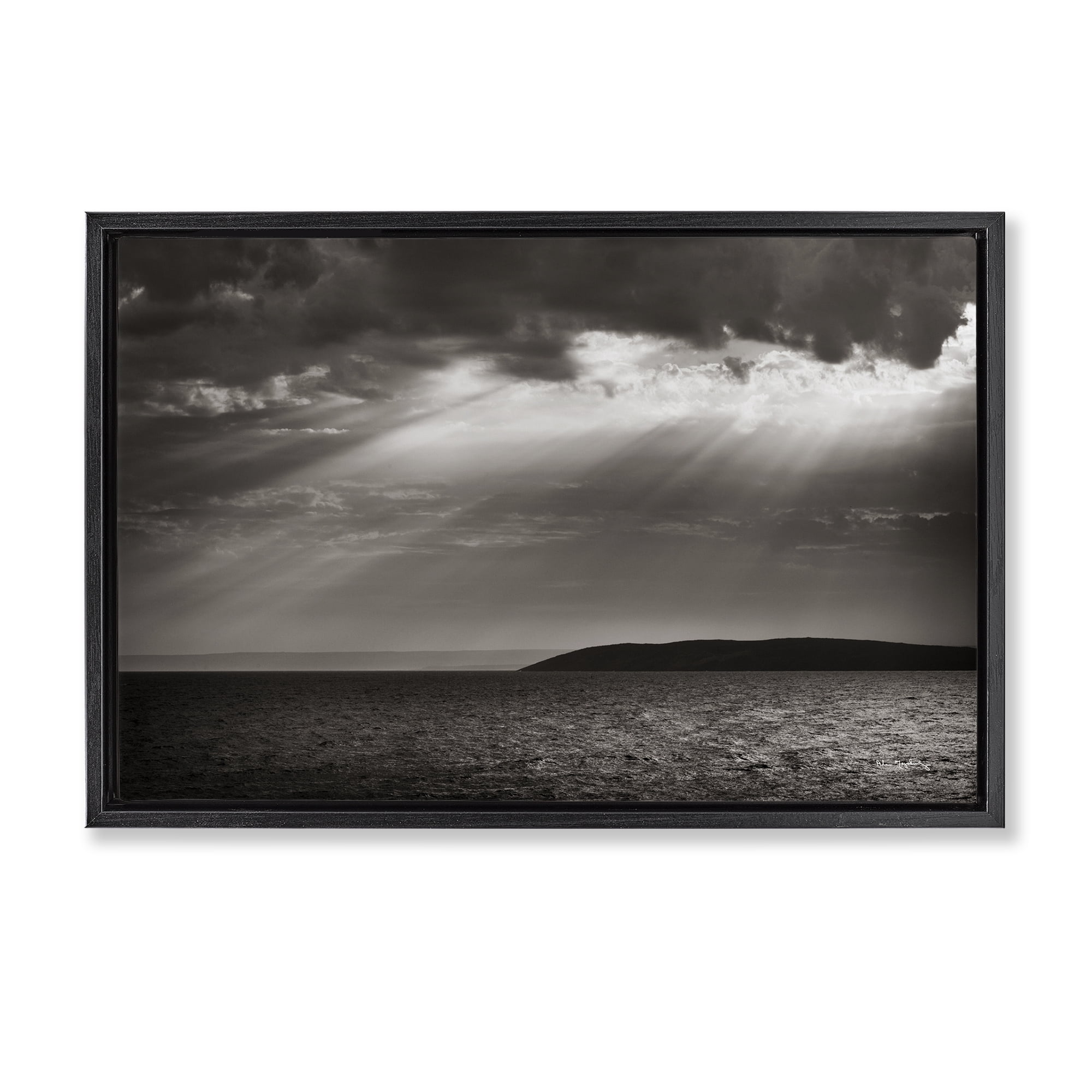 Stupell Industries Portugal Sea Cove Landscape & Nature Photography Black Floater Framed Canvas Art Print Wall Art, 25 x 17