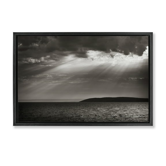 Stupell Industries Portugal Sea Cove Landscape & Nature Photography Black Floater Framed Canvas Art Print Wall Art, 25 x 17