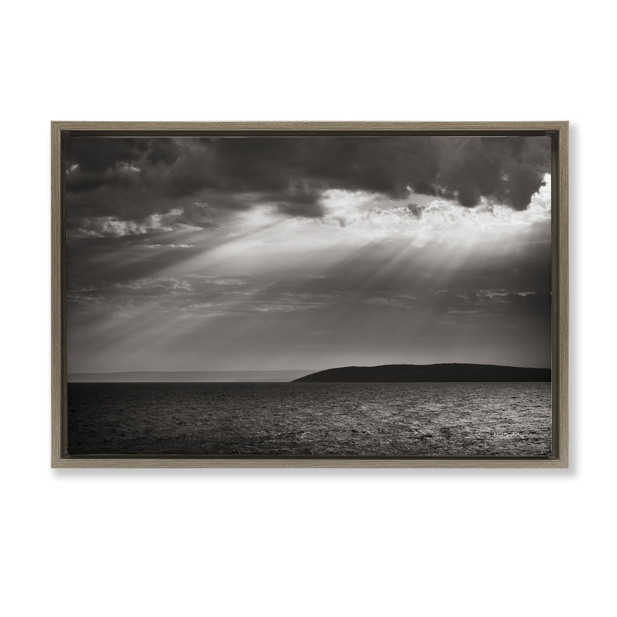 Stupell Industries Portugal Sea Cove Landscape & Nature Photography Brown Floater Framed Canvas Art Print Wall Art, 25 x 17
