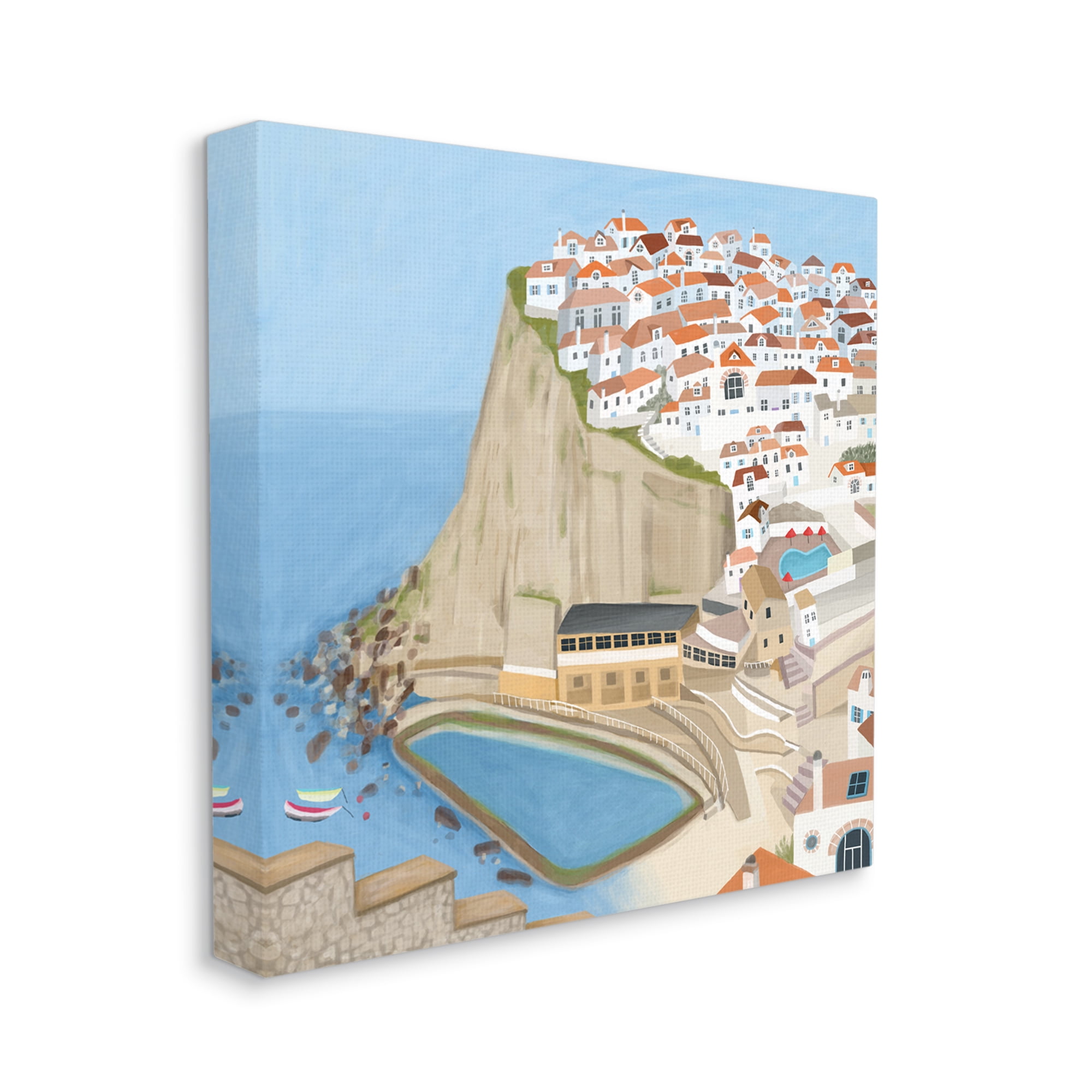 Stupell Industries Portugal Sea Port Coastal City Landscape Illustration, 36 x 36, Designed by Carla Daly
