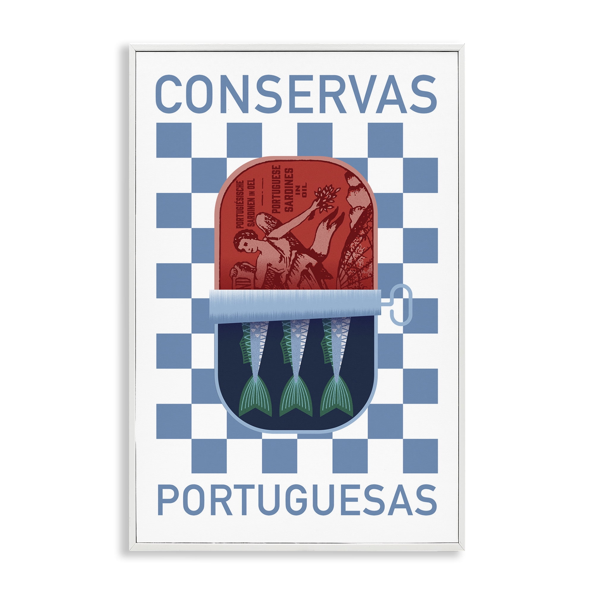 Stupell Industries Portuguese Canned Fish Food & Beverage Painting White Framed Art Print Wall Art, 12 x 18