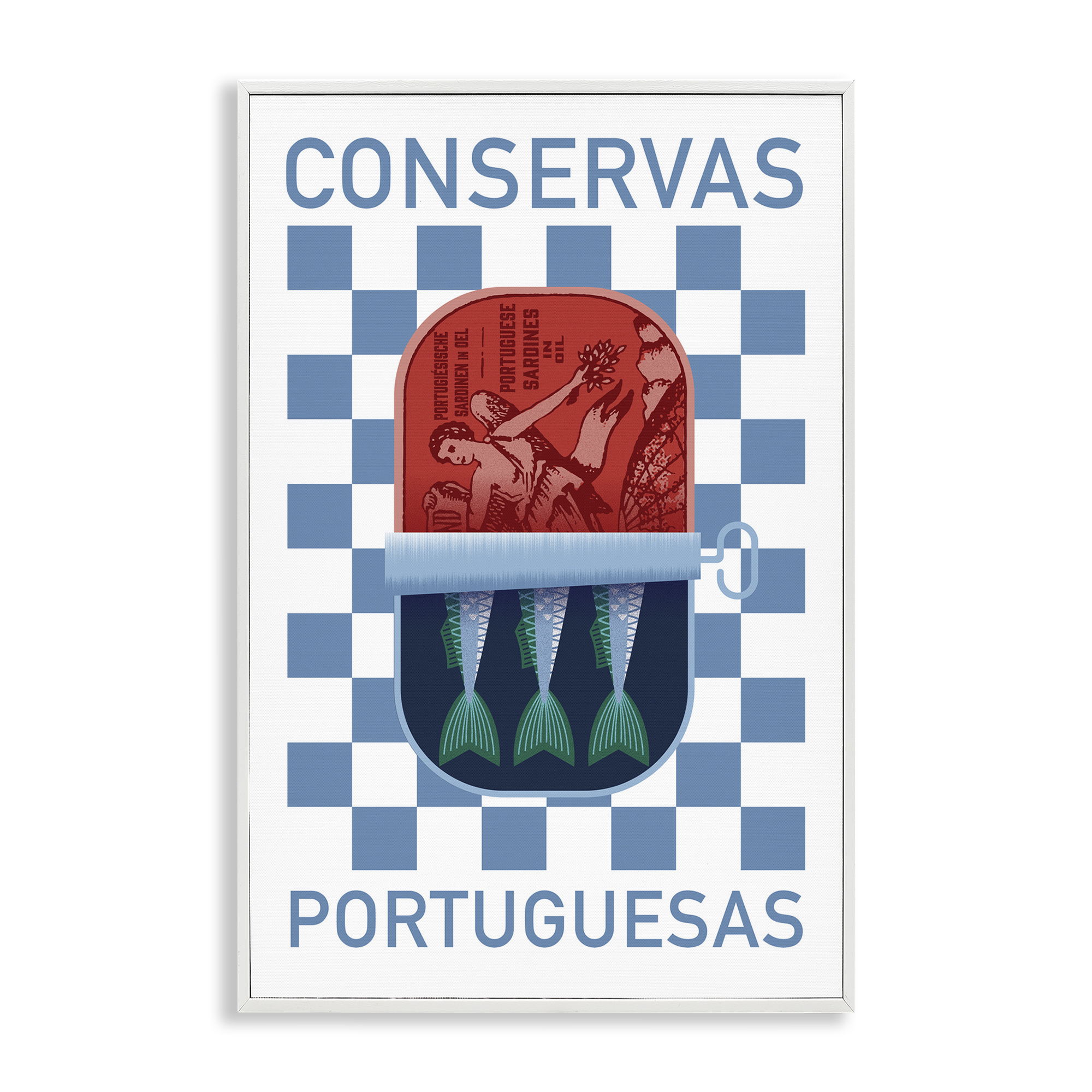 Stupell Industries Portuguese Canned Fish Food & Beverage Painting White Framed Art Print Wall Art, 20 x 30