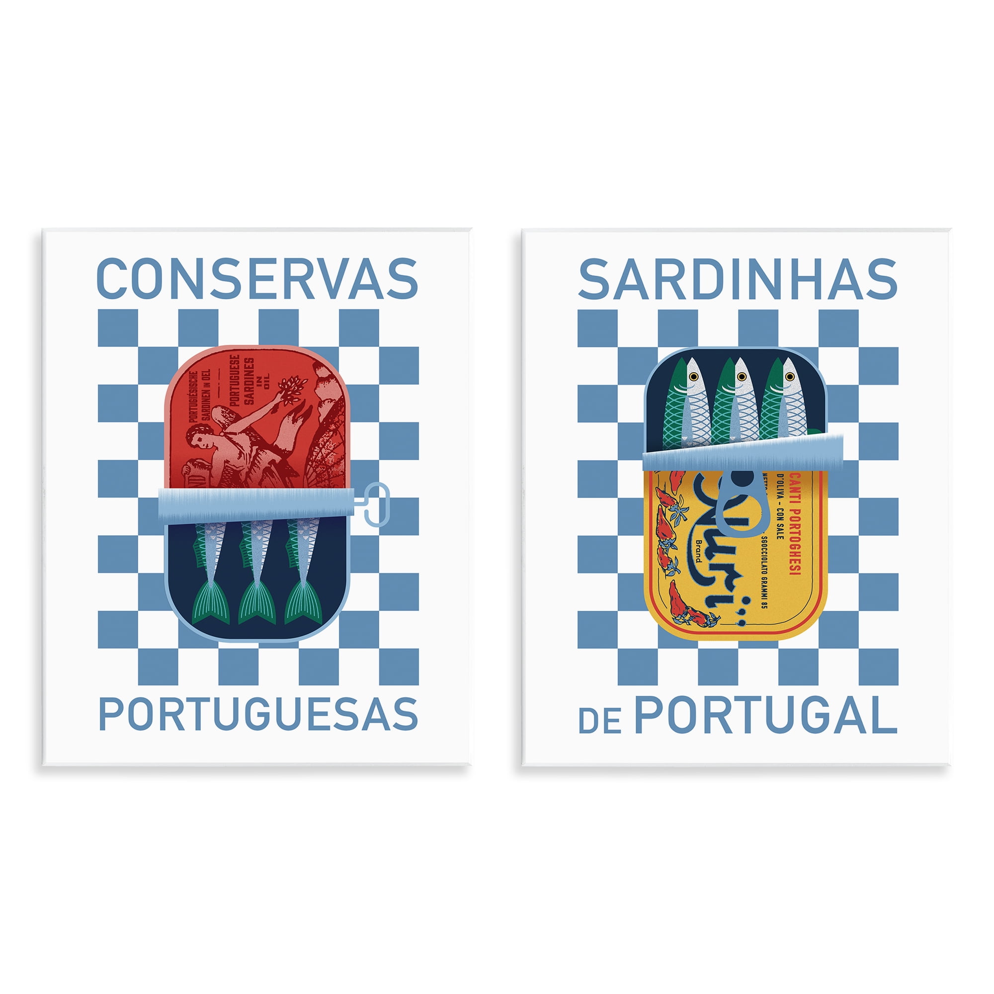 Stupell Industries Portuguese Canned Sardines Food & Beverage Painting Unframed Art Print Wall Art, 11 x 14, Set of 2