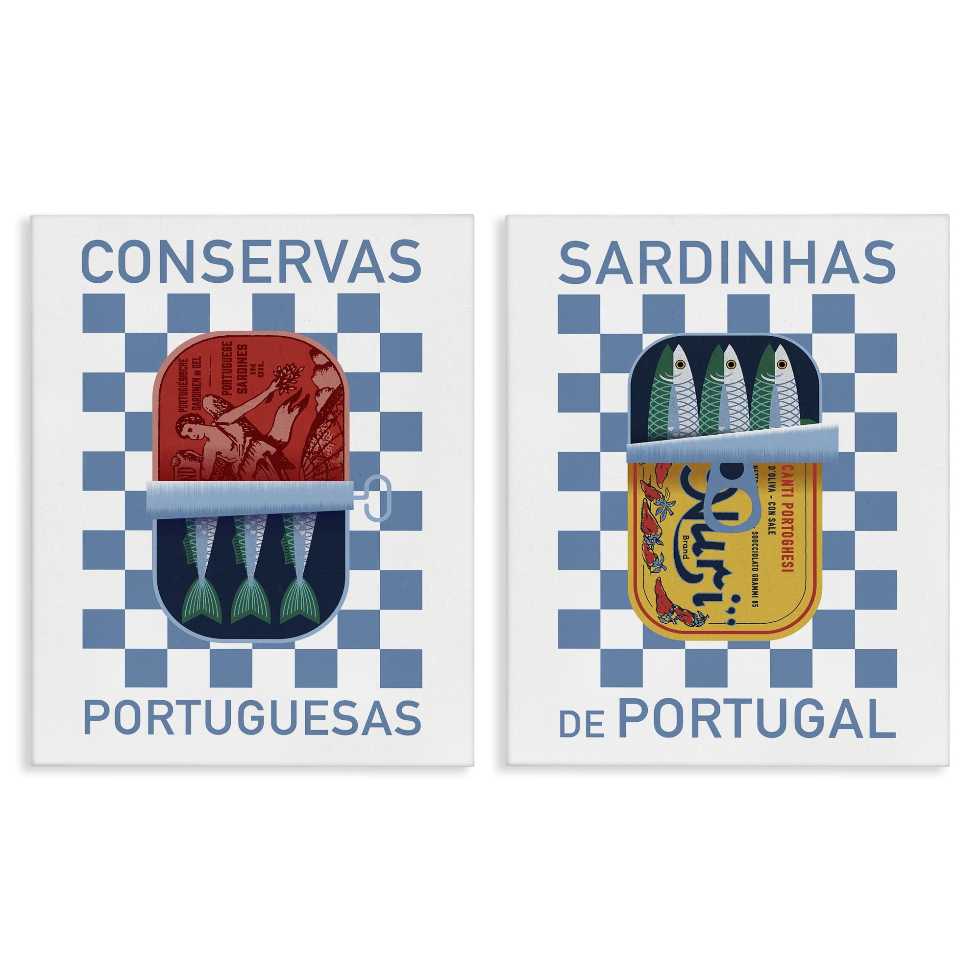 Stupell Industries Portuguese Canned Sardines Food & Beverage Painting Wrapped Canvas Art Print Wall Art, 16 x 20, Set of 2