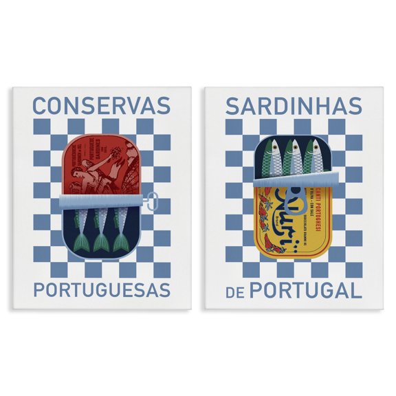 Stupell Industries Portuguese Canned Sardines Food & Beverage Painting Wrapped Canvas Art Print Wall Art, 16 x 20, Set of 2