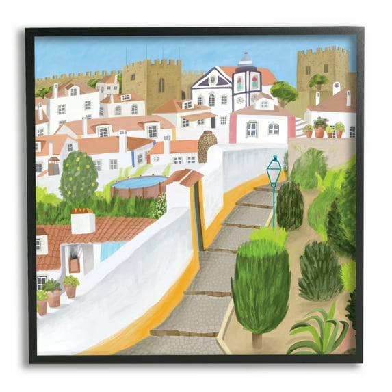Stupell Industries Portuguese Cityscape Traditional Coastal Architecture Illustration, 24 x 24, Designed by Carla Daly