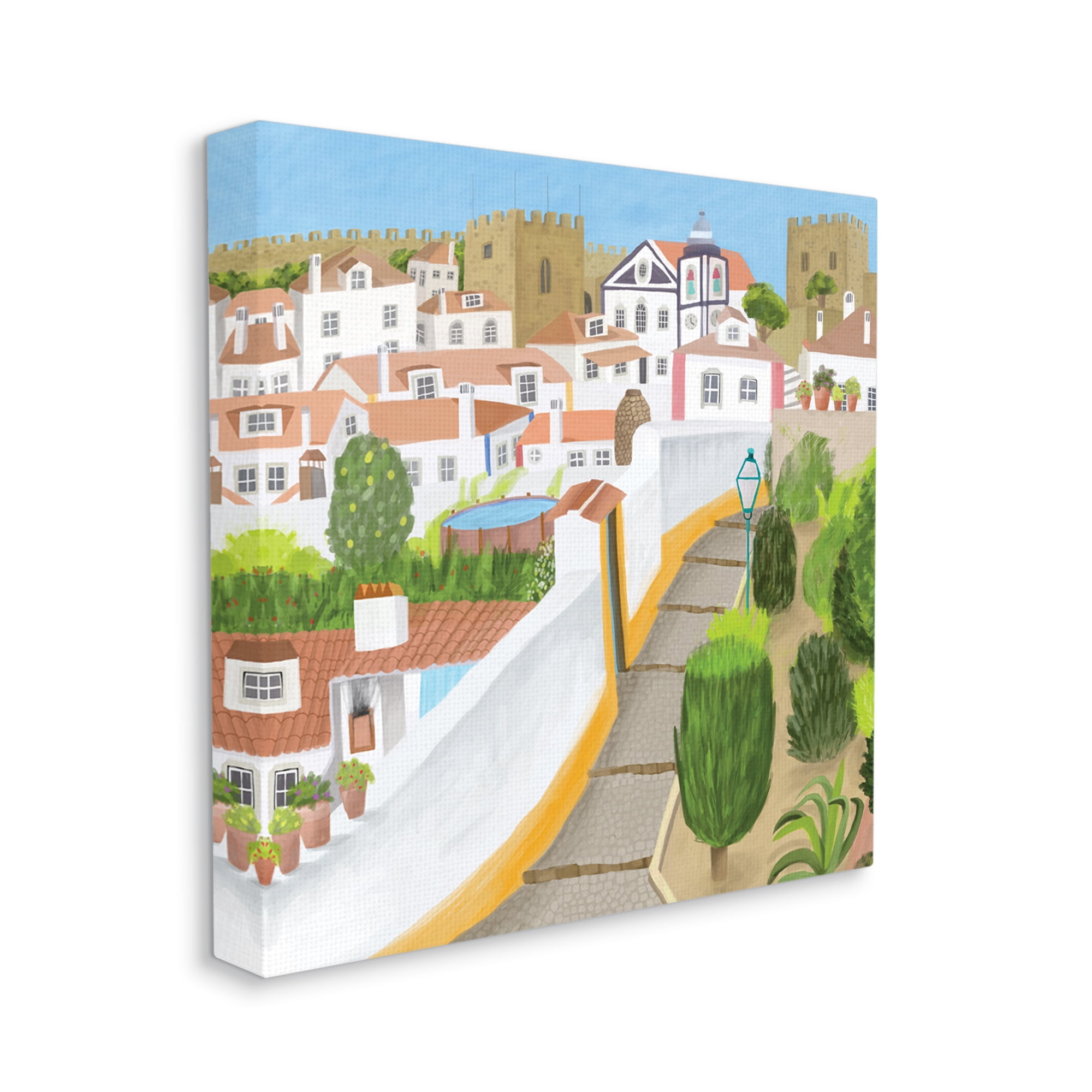 Stupell Industries Portuguese Cityscape Traditional Coastal Architecture Illustration, 30 x 30, Designed by Carla Daly