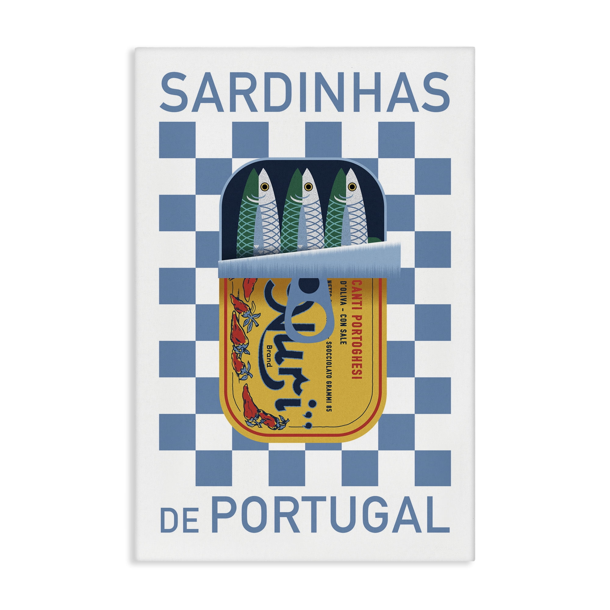 Stupell Industries Portuguese Sardines Can Food & Beverage Painting Gallery Wrapped Canvas Art Print Wall Art, 20 x 30