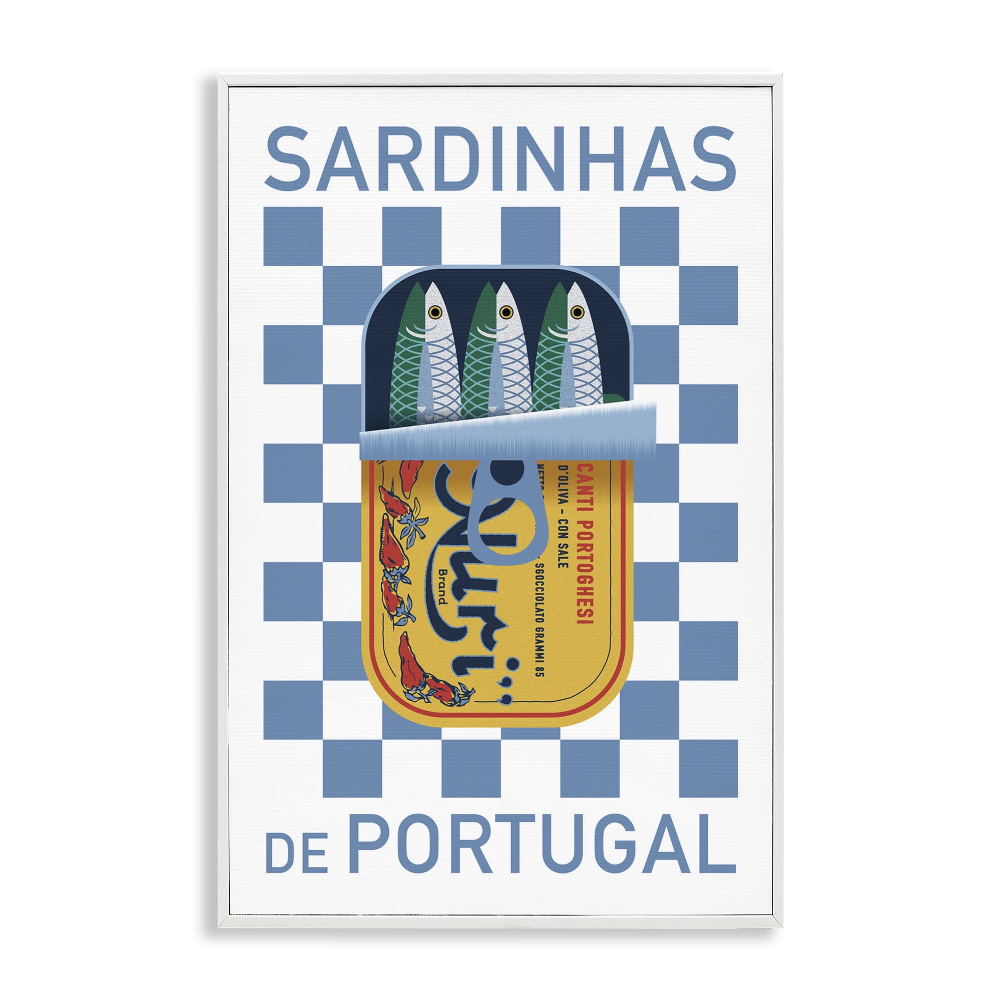 Stupell Industries Portuguese Sardines Can Food & Beverage Painting White Framed Art Print Wall Art, 12 x 18