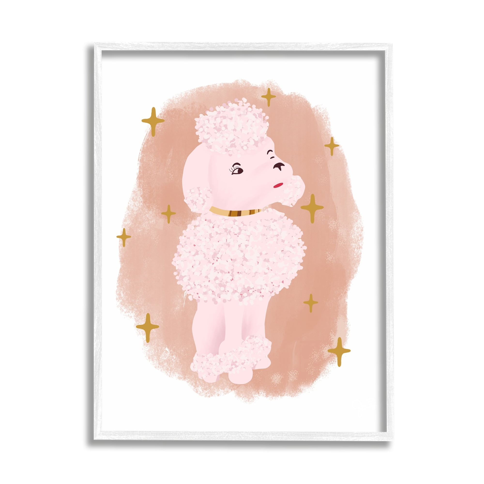 Stupell Industries Posh Pink Poodle Glam Stars Fluffy Pet Dog, 11 x 14, Design by Jen Bucheli