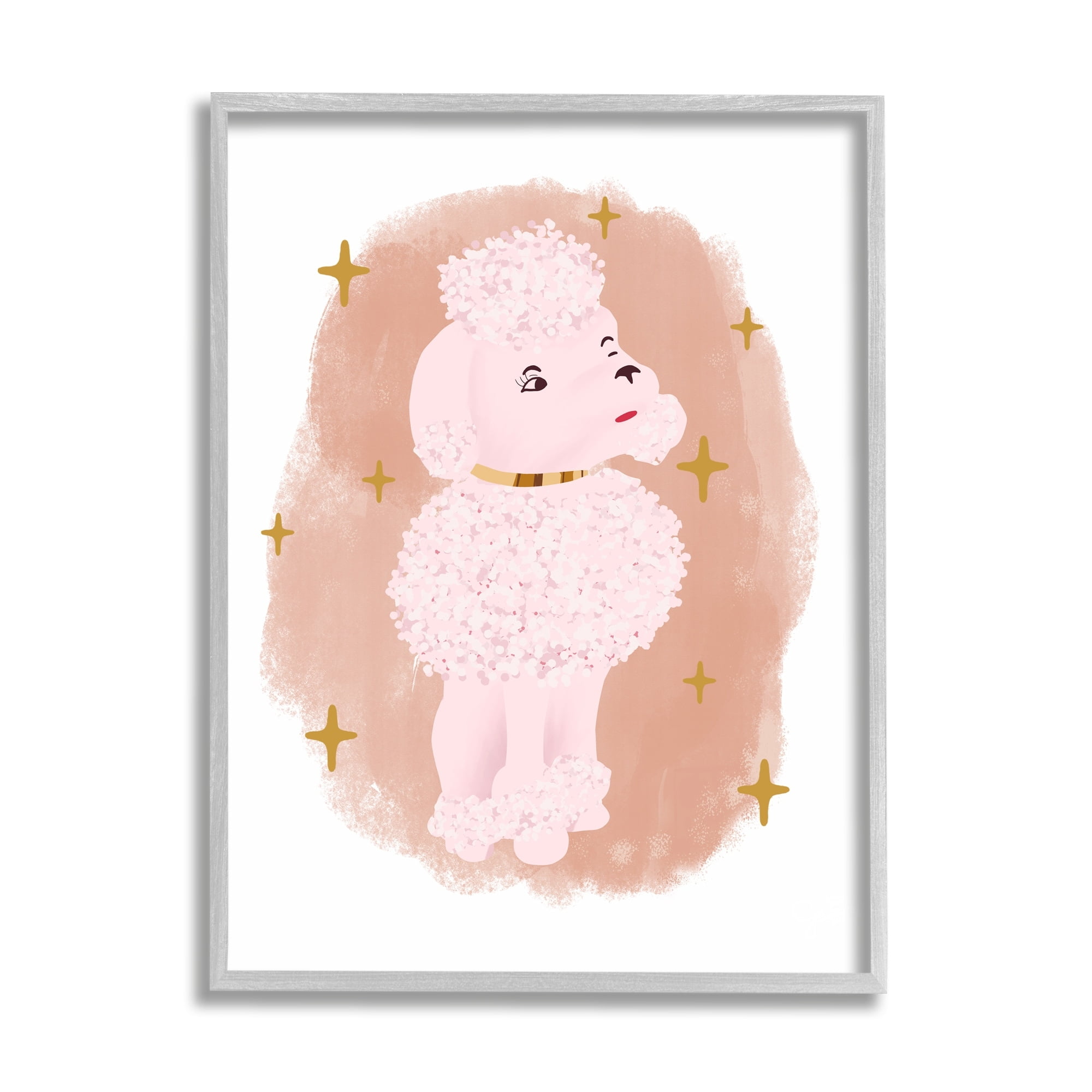 Stupell Industries Posh Pink Poodle Glam Stars Fluffy Pet Dog, 11 x 14, Design by Jen Bucheli