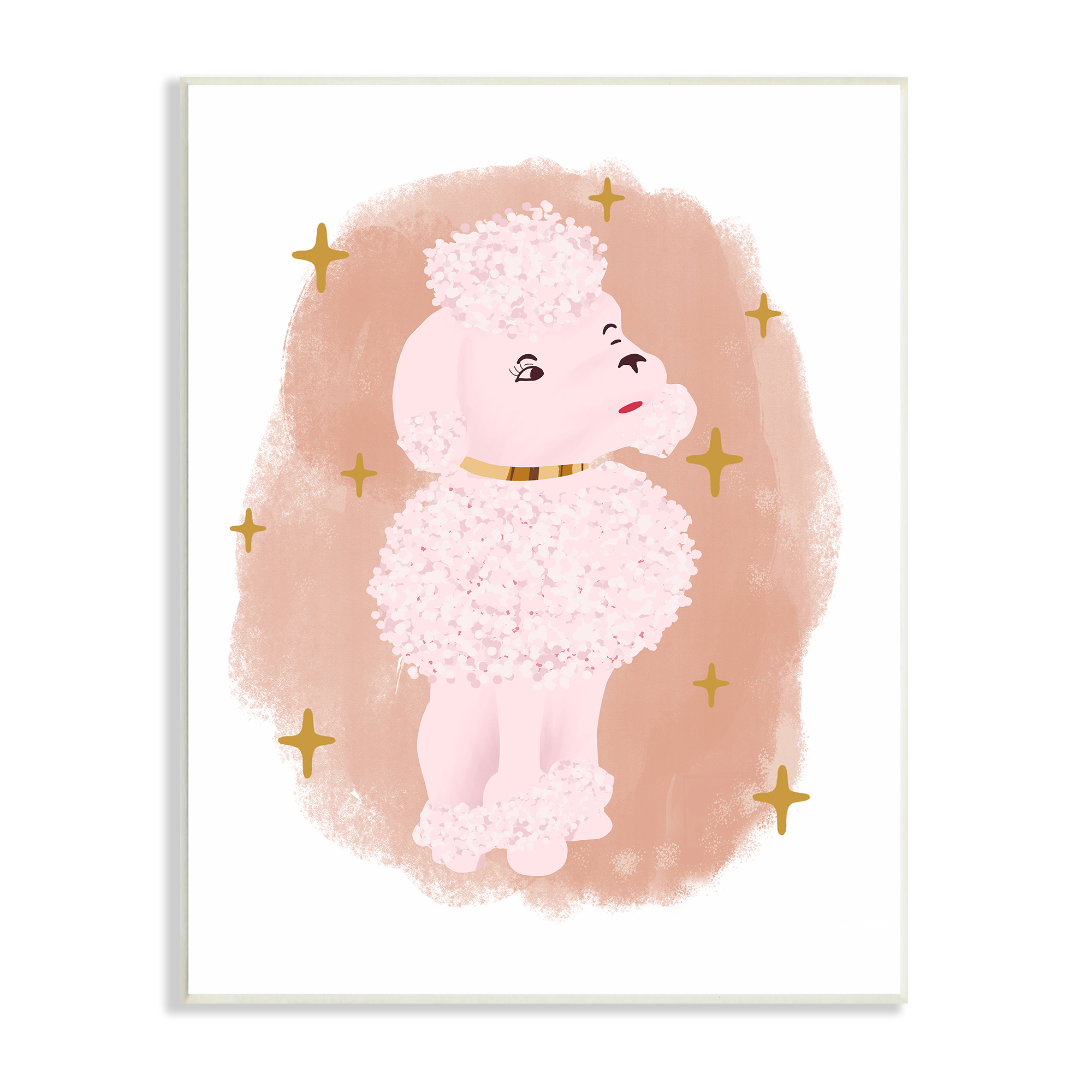 Stupell Industries Posh Pink Poodle Glam Stars Fluffy Pet Dog, 13 x 19, Design by Jen Bucheli