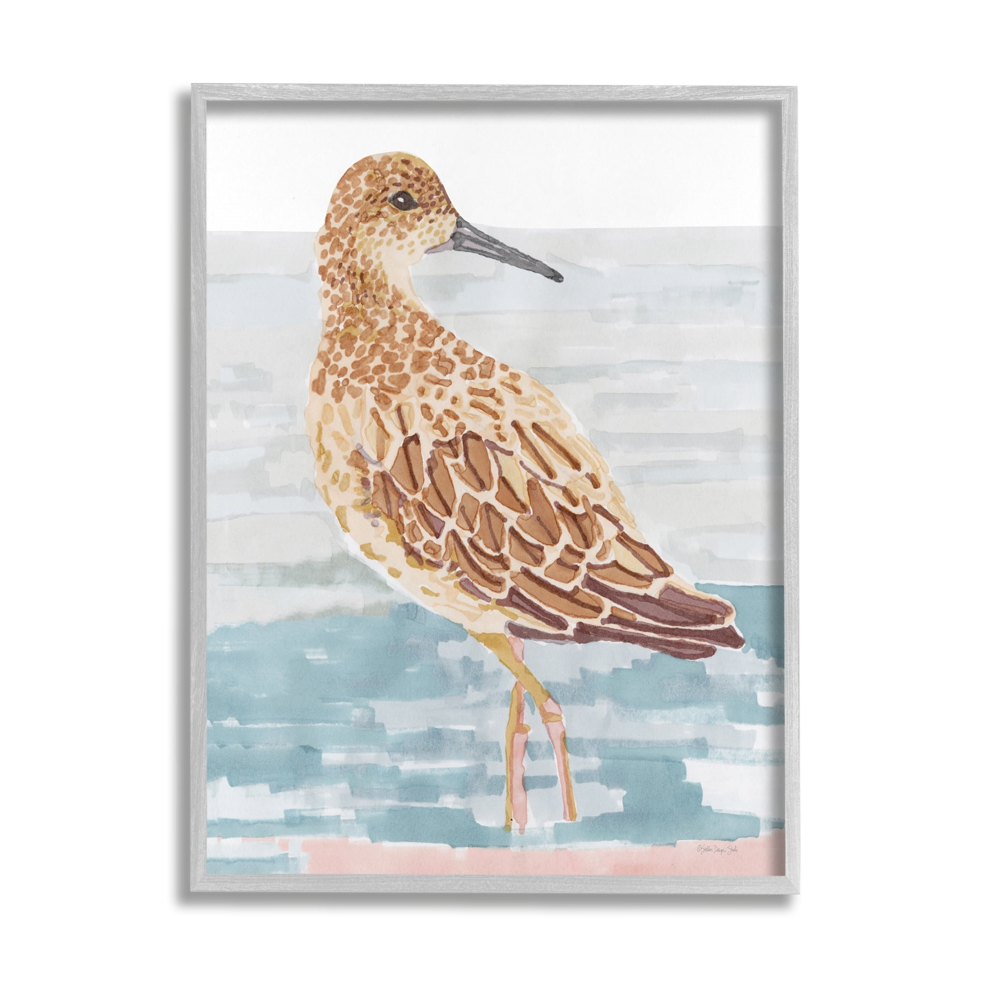 Stupell Industries Posing Herring Seagull Sea Shoreline Bird Painting,16 x 20, Design by Stellar Design Studio
