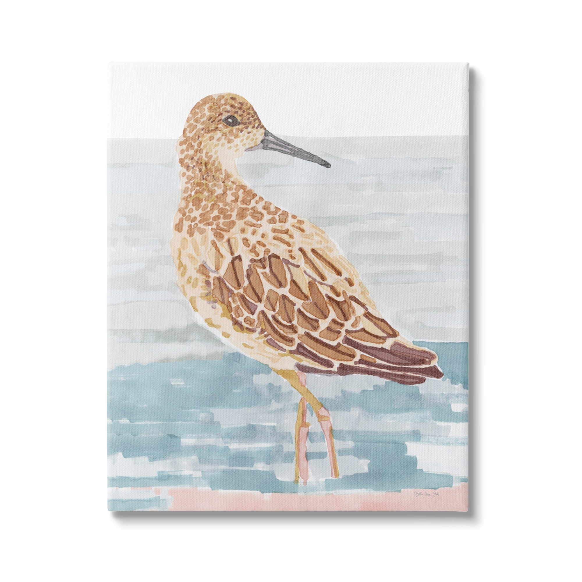 Stupell Industries Posing Herring Seagull Sea Shoreline Bird Painting,24 x 30, Design by Stellar Design Studio