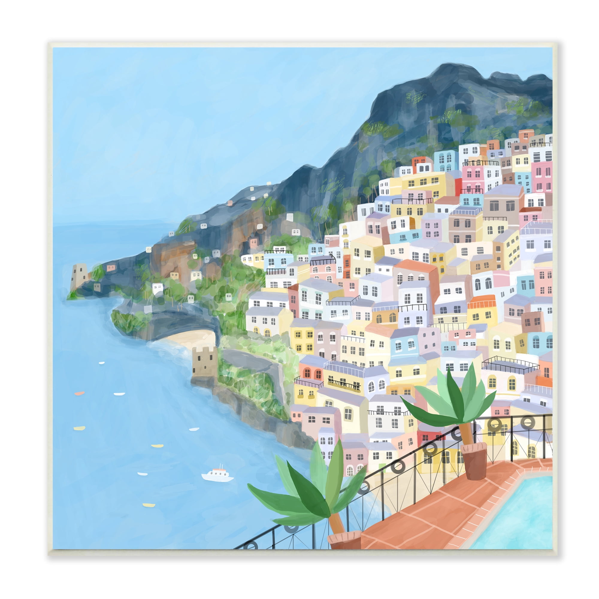 Stupell Industries Positano Cliffside Coastal City Architecture Italian Buildings, 12 x 12, Design by Carla Daly