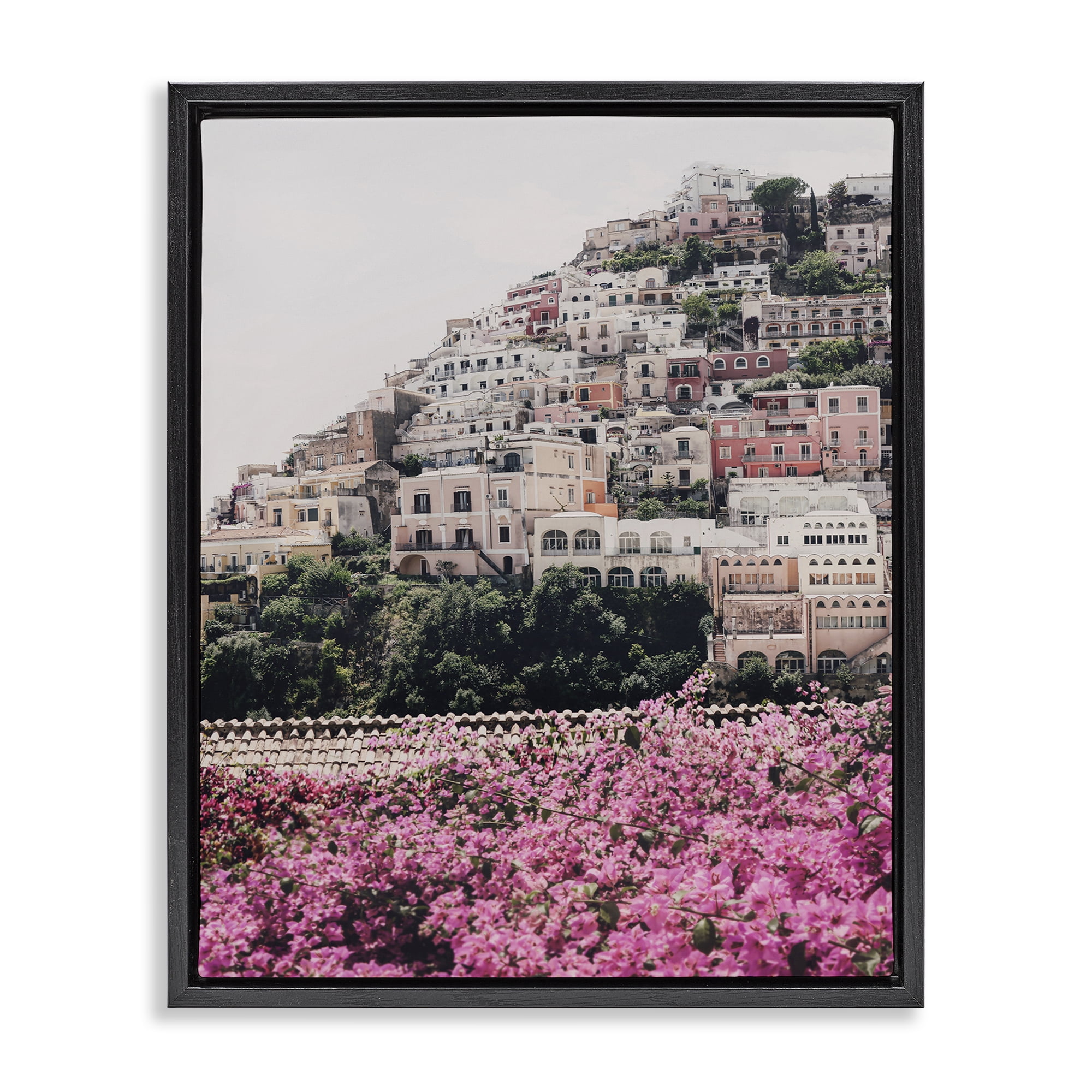 Stupell Industries Positano Town Architecture Cities & Countries Photography Black Floater Framed Canvas Art Print Wall Art, 25 x 31
