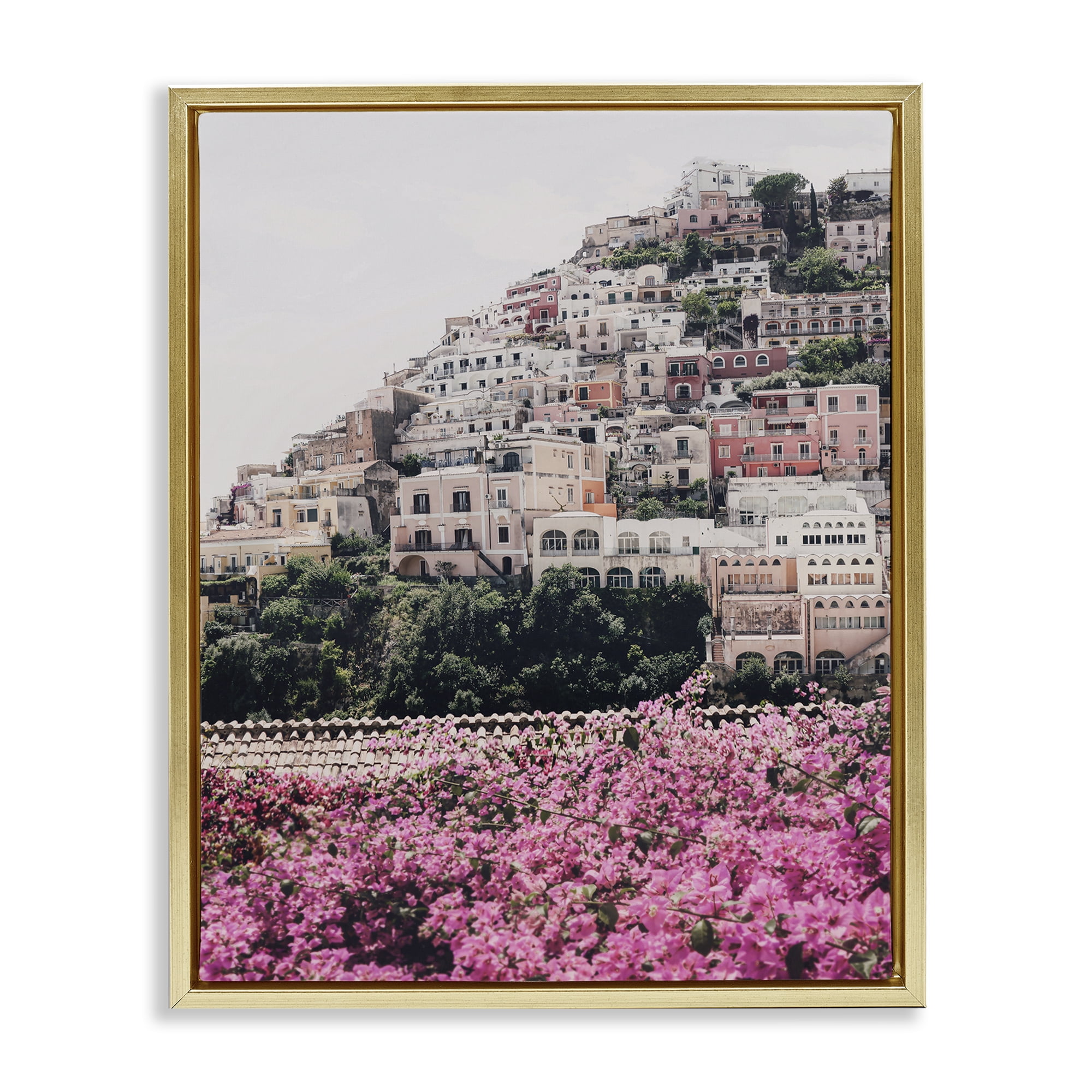 Stupell Industries Positano Town Architecture Cities & Countries Photography Gold Floater Framed Canvas Art Print Wall Art, 17 x 21
